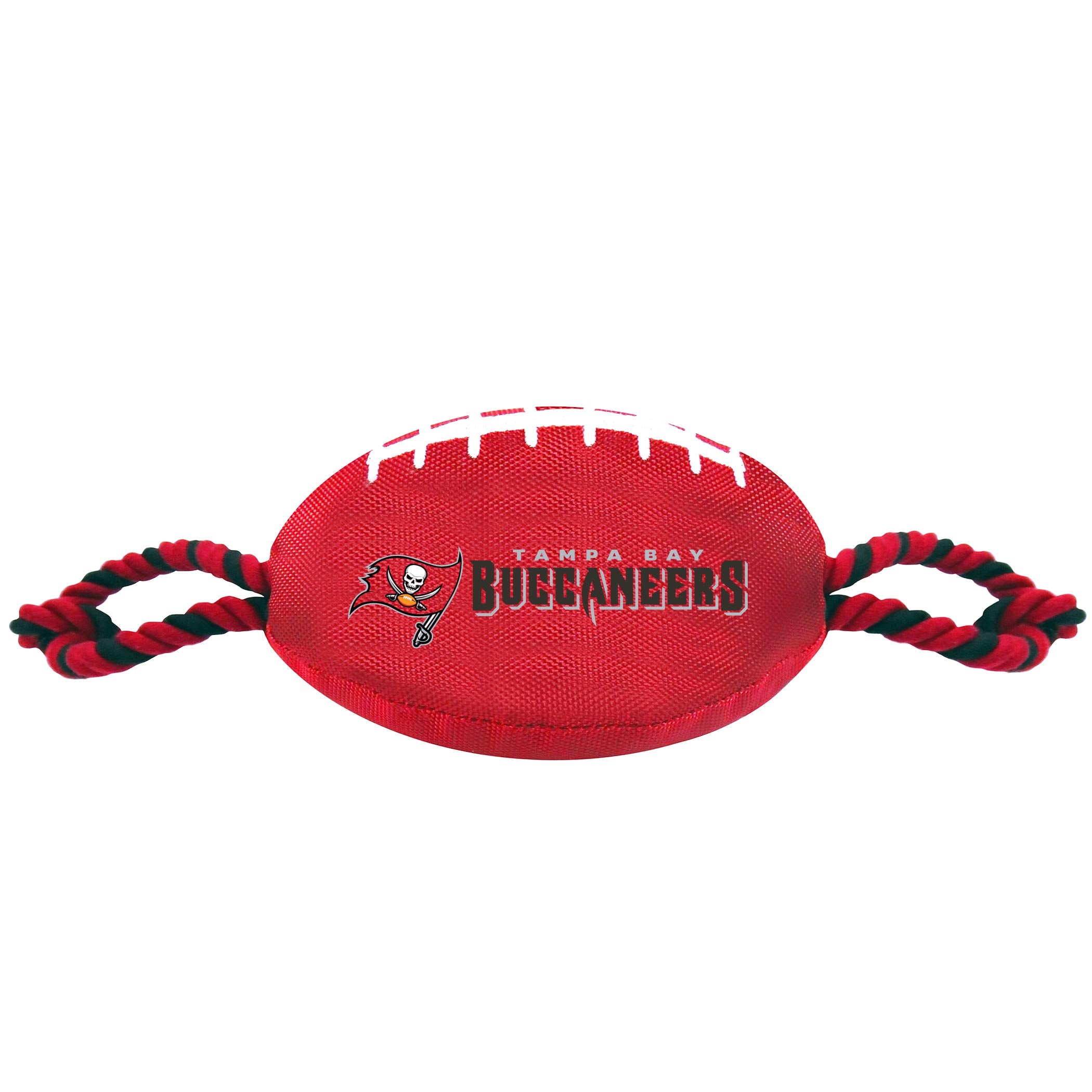 Pets First NFL Tampa Bay Buccaneers Football Dog Toy, Tough Quality Nylon Materials, Strong Pull Ropes, Inner Squeaker, NFL Team