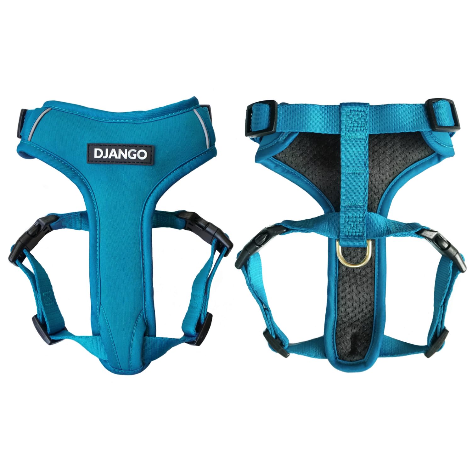 DJANGO Adventure Dog Harness - Stylish & Durable Small Dog Harness for Outdoor Adventures and Everyday Wear - Pacific Blue Neopr