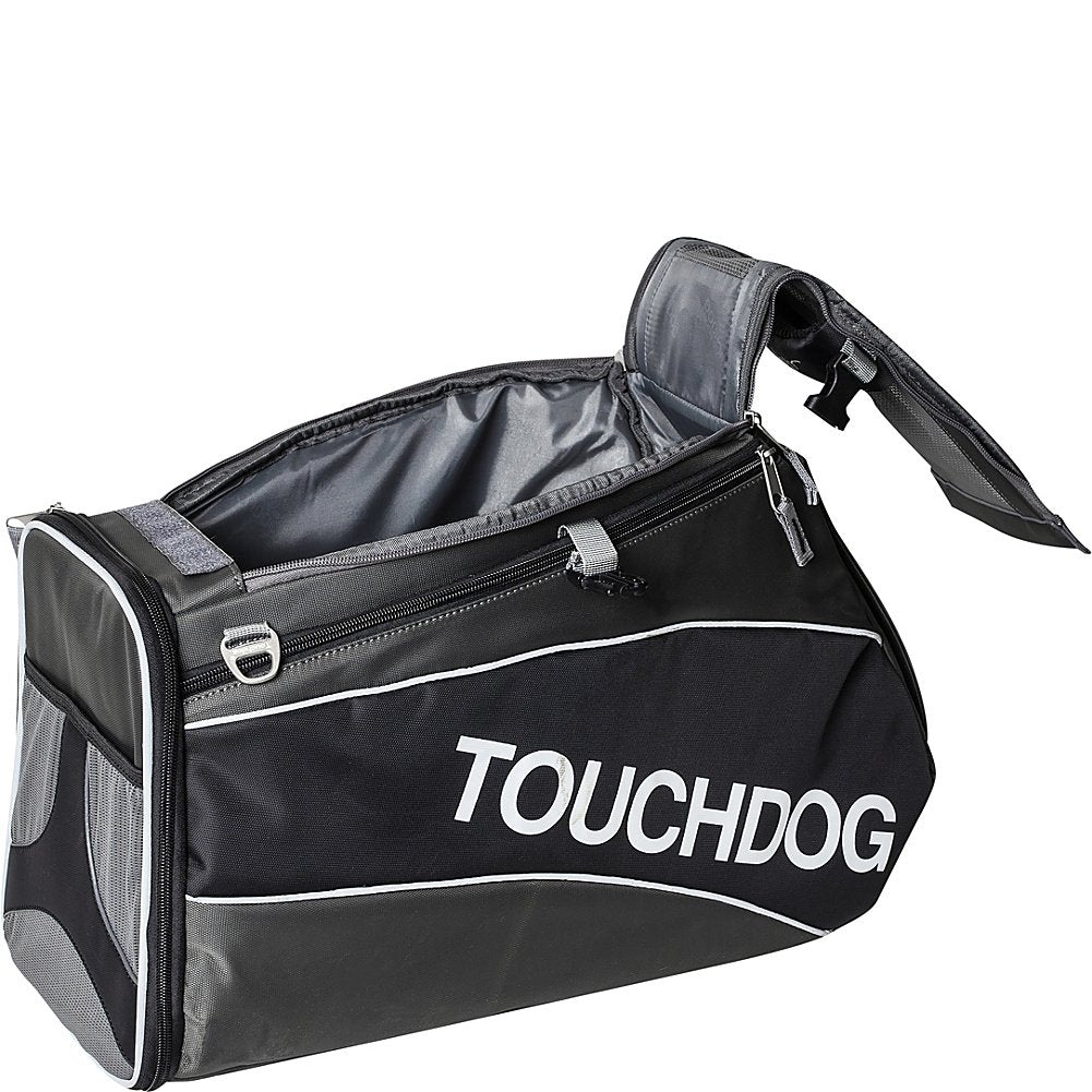 Touchdog 'Modern-Glide' Airline Approved Water-Resistant Sporty Travel Fashion Pet Dog Carrier, One Size, Jet Black