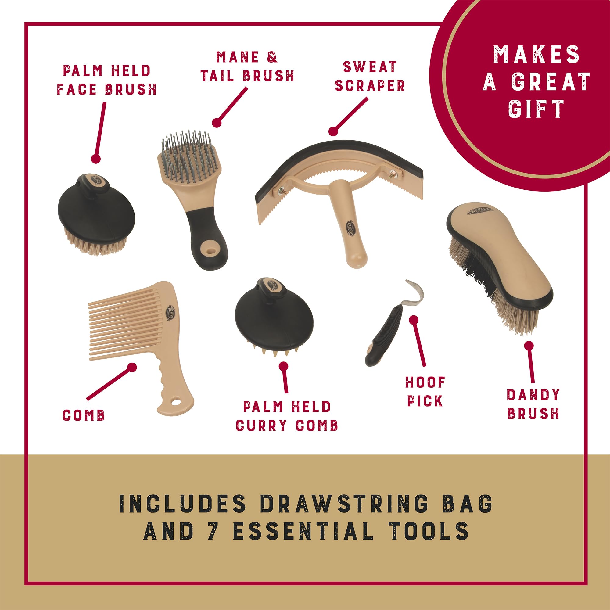Weaver Leather Grooming Kit, Black/Beige, 65-2055-Bk