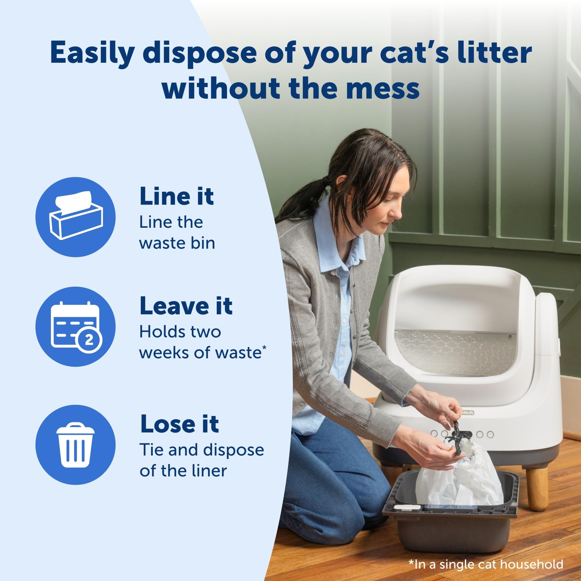 Petsafe Waste Bin Liners - Drawstring Liners For Scoopfree Opensky Cat Litter Box - Easy Cleanup, 15 Count