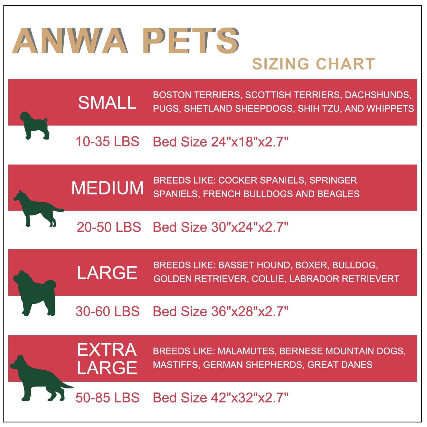 Large Dog Bed, Washable Crate Bed Cushion - 40 Inch