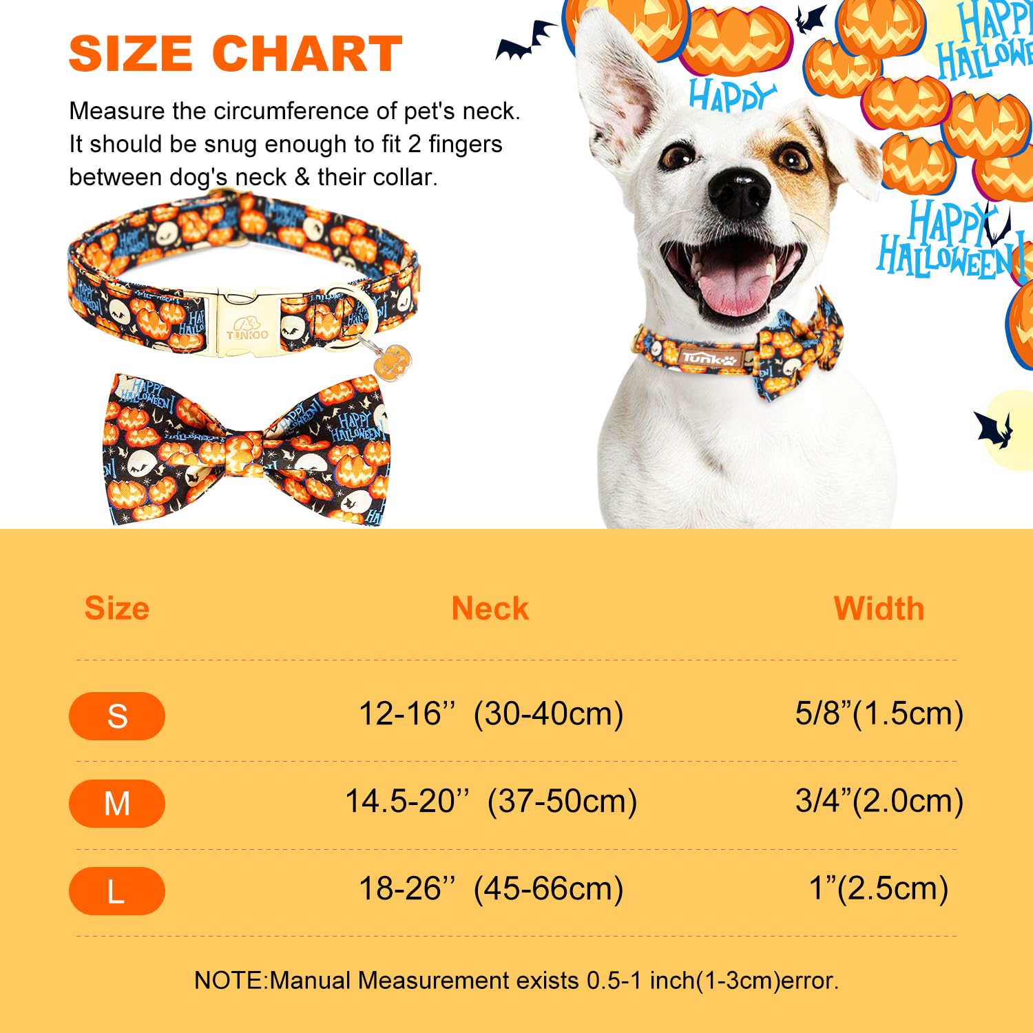 Tunkoo Happy Halloween Dog Collar With Pumpkin - Durable, Adjustable, And Stylish Pet Collar Available In Small, Medium, Large L