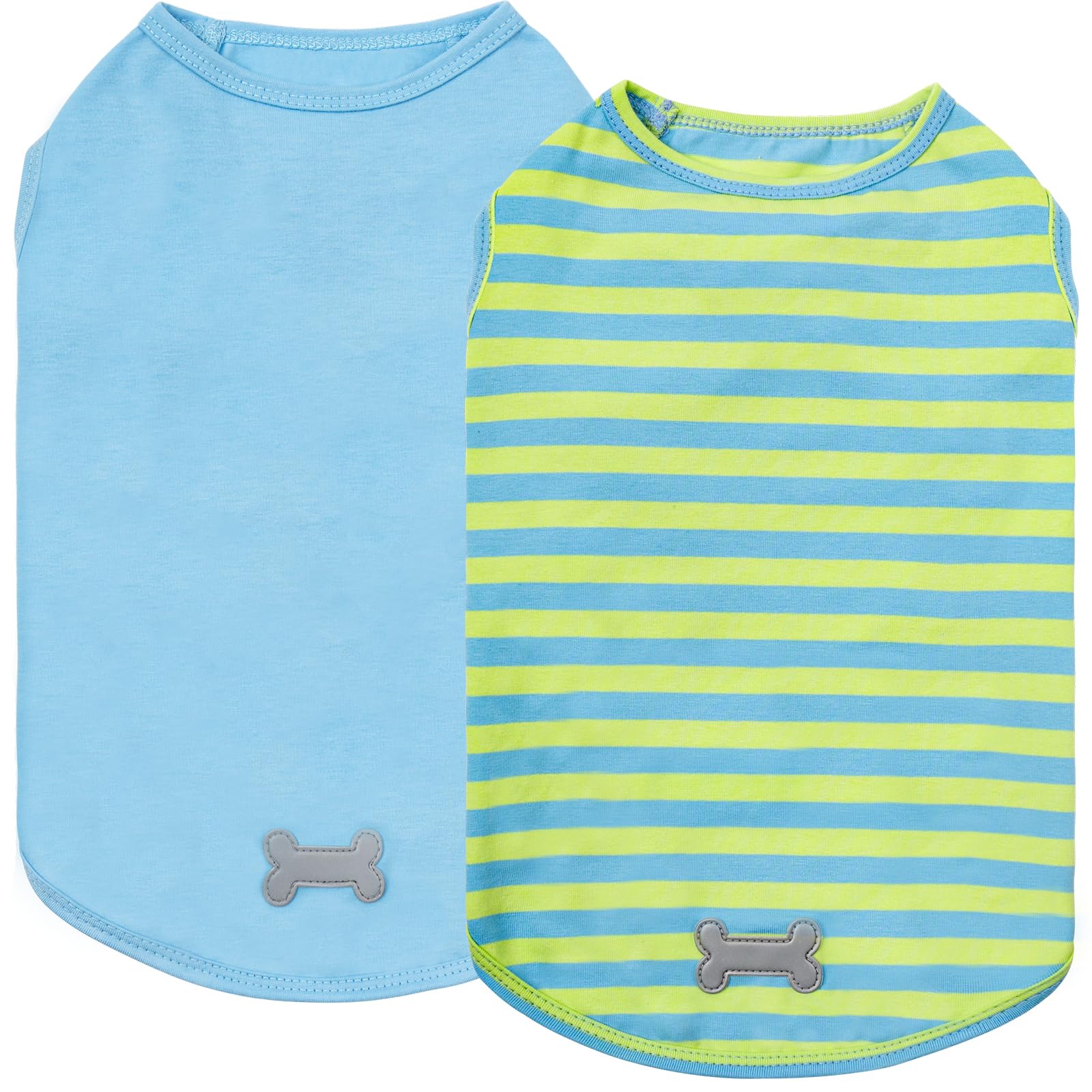 Kyeese 2Pack Dog Shirts Striped T Shirt Soft Tee For Small Dogs Cotton Tank Top Clothes Lightweight Sleeveless Dog Vest, X-Large