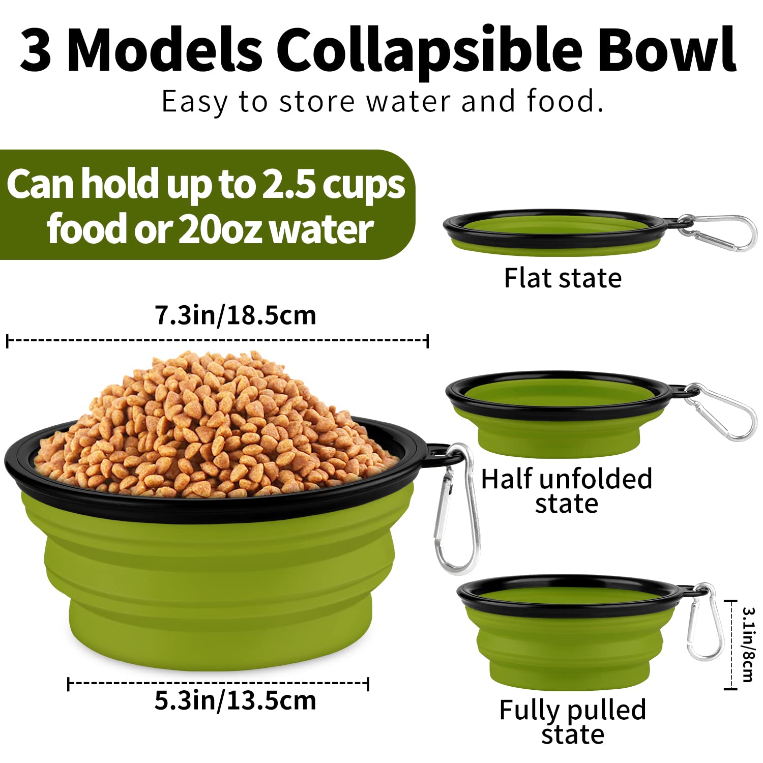 Paercute Collapsible Dog Bowl, Lightweight And Portable, Ideal For Hiking, Camping, And Outdoor Use