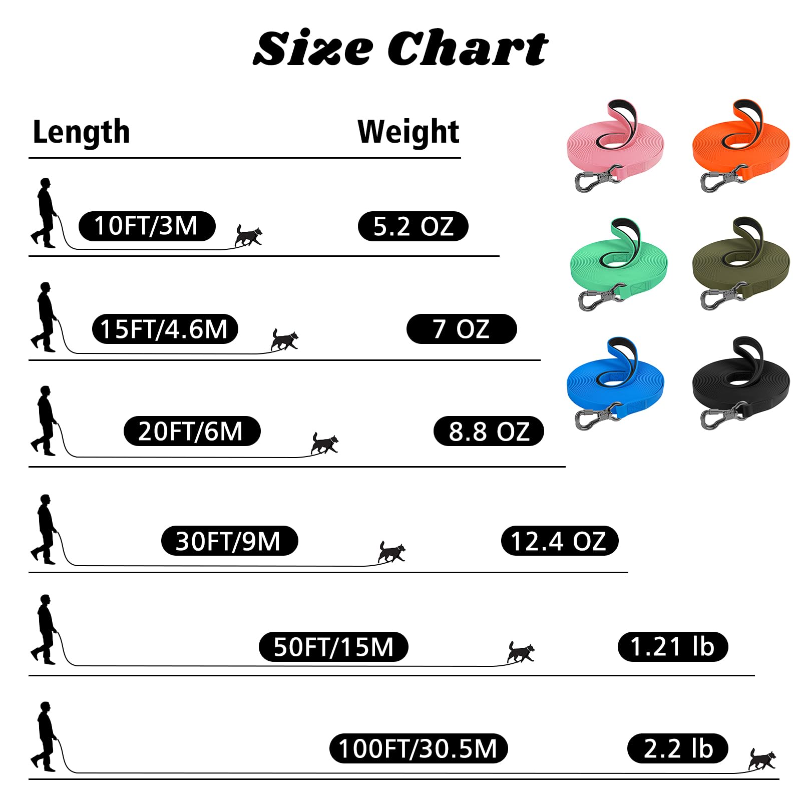 Xiaz Waterproof Long Dog Leash, Recall Training Long Line Lead For Large Medium Small Dogs Outside Walking, Playing, Camping, Or