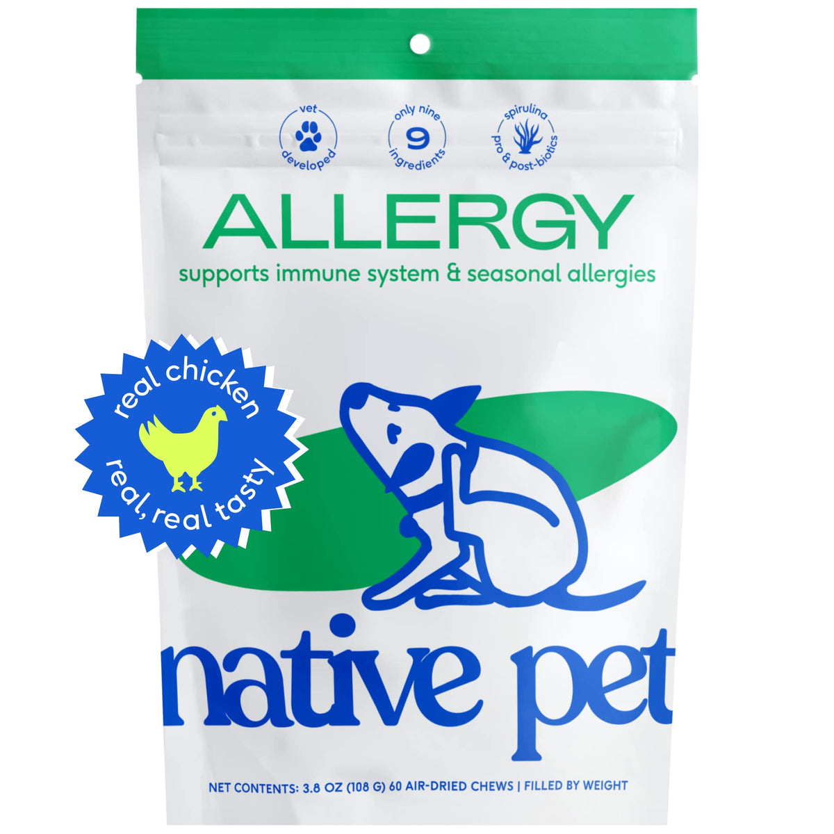 Native Pet Dog Allergy Chews - Natural Dog Skin Itchiness Aid - Anti Itch For Dogs - For Dog Itch Support For Dogs - Dog Probiot