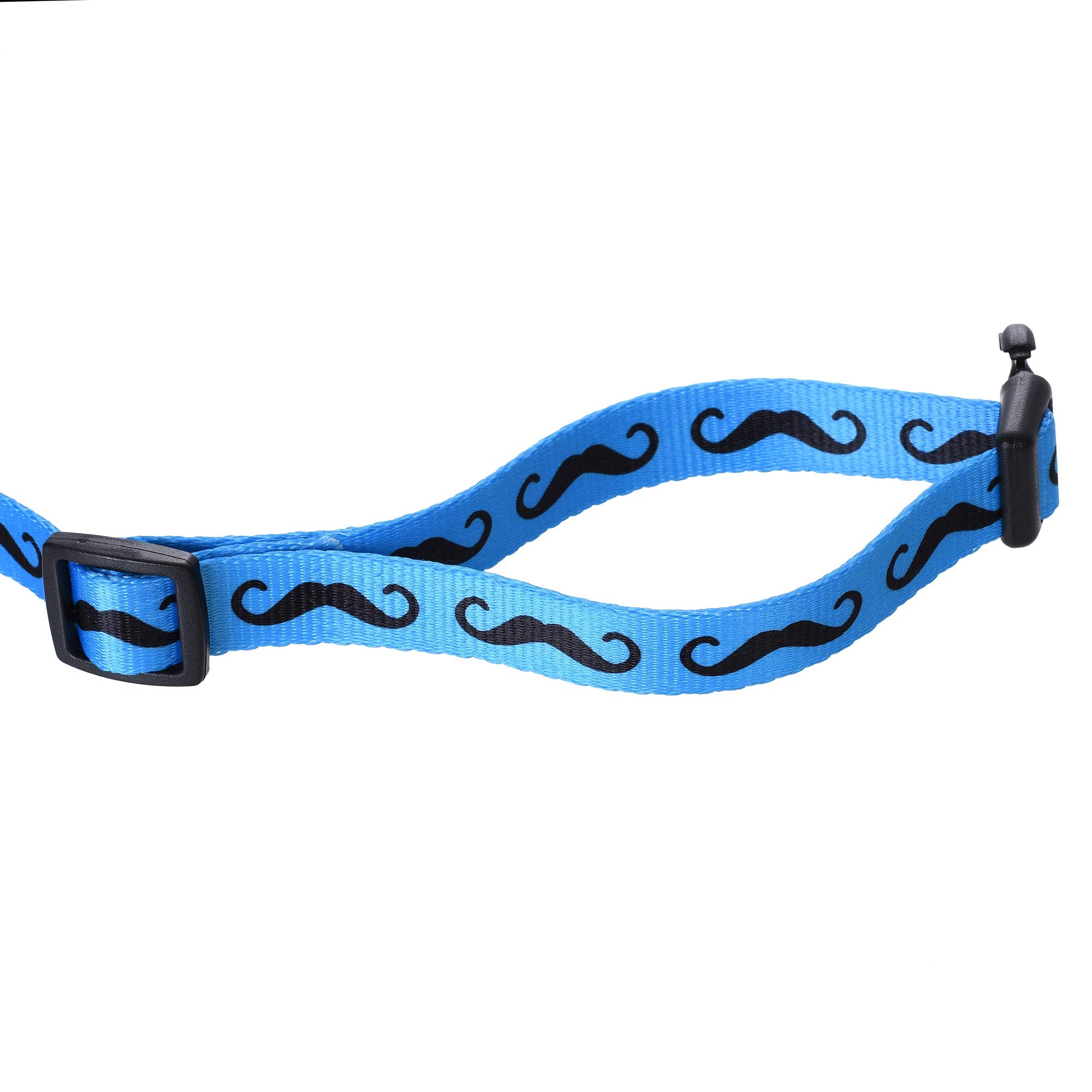 Mile High Life Dog Collar | Cute Puppy Collars | Lightweight Girl Dog Collar | Soft Boy Dog Collars | W Paws Bones Mustache Pattern (Blue, Large)