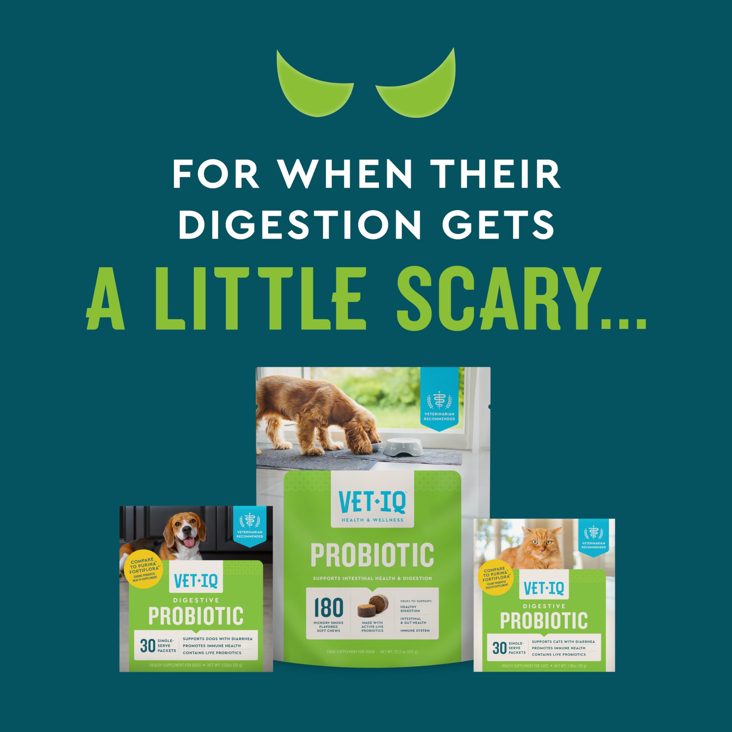 VetIQ Probiotic Supplement for Dogs, Digestive Support for Dogs, Nourishes Gut Bacteria and Supports Bowel Function, Hickory Smo
