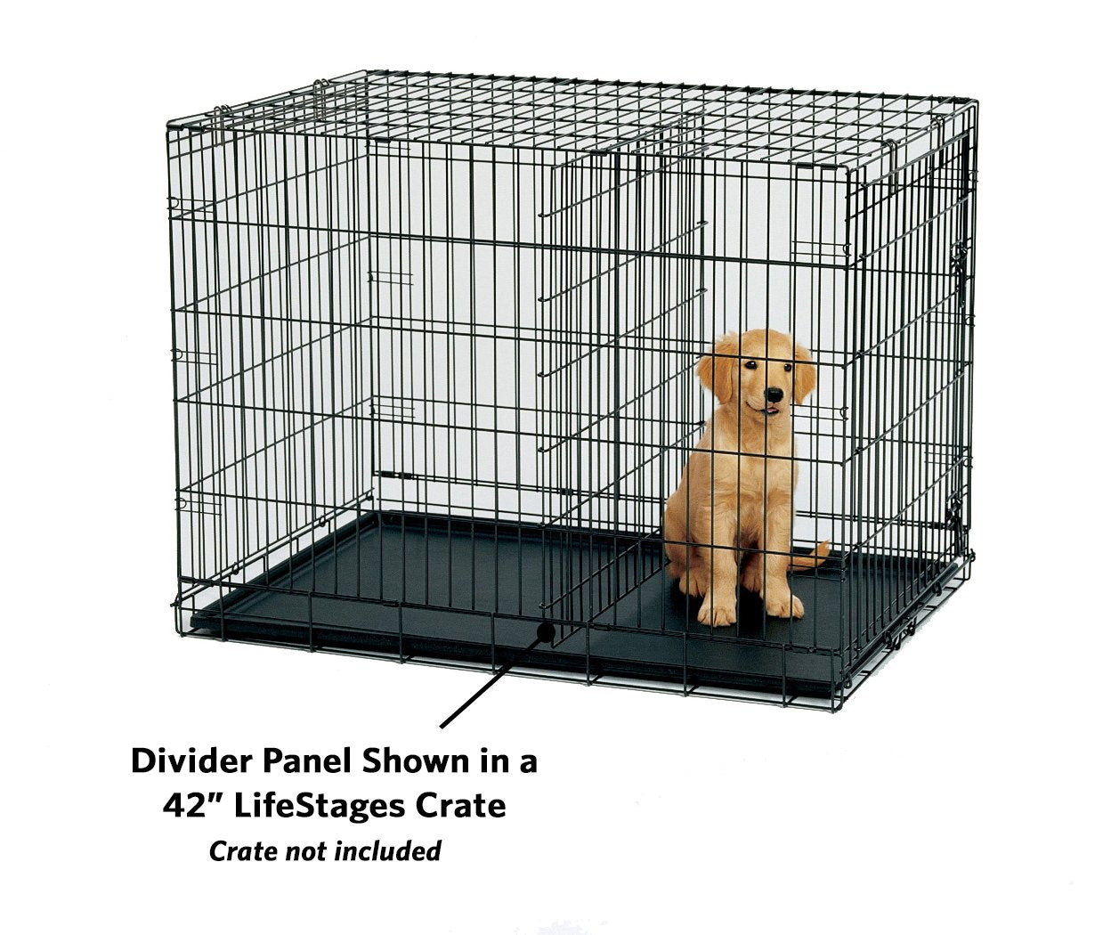 MidWest Homes for Pets Black Dog Crate Divider Panel for 42-inch Crates, Fits Models 1642, 1642DD, 742UP - 27.96L x 17