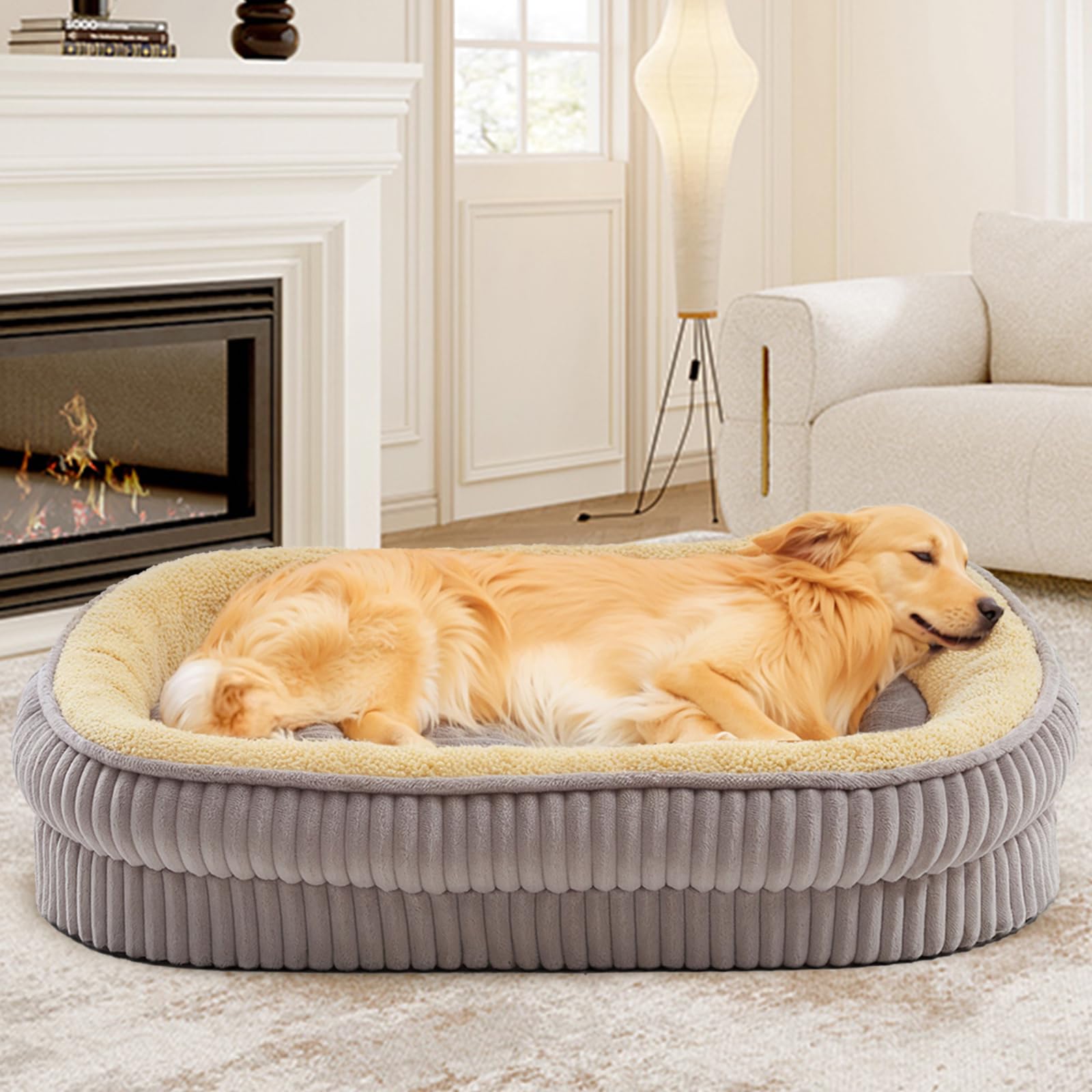 Debang Home Orthopedic Dog Bed For Medium, Large Dogs Breeds, High Density Egg Crate Foam Dog Sofa Beds With Four Sided Bolster,