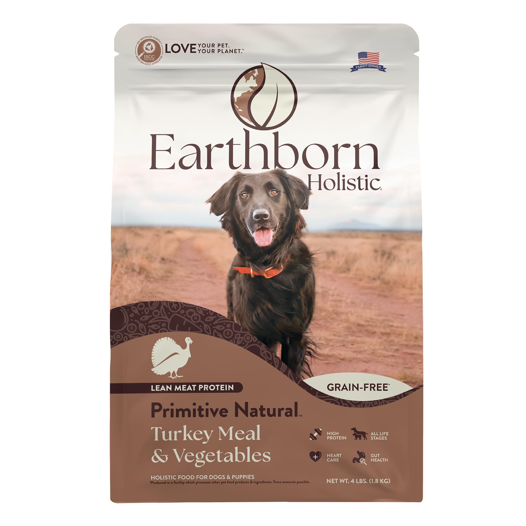 Earthborn Holistic Primitive Natural Turkey Meal & Vegetables Grain-Free Dry Dog Food 4 lb