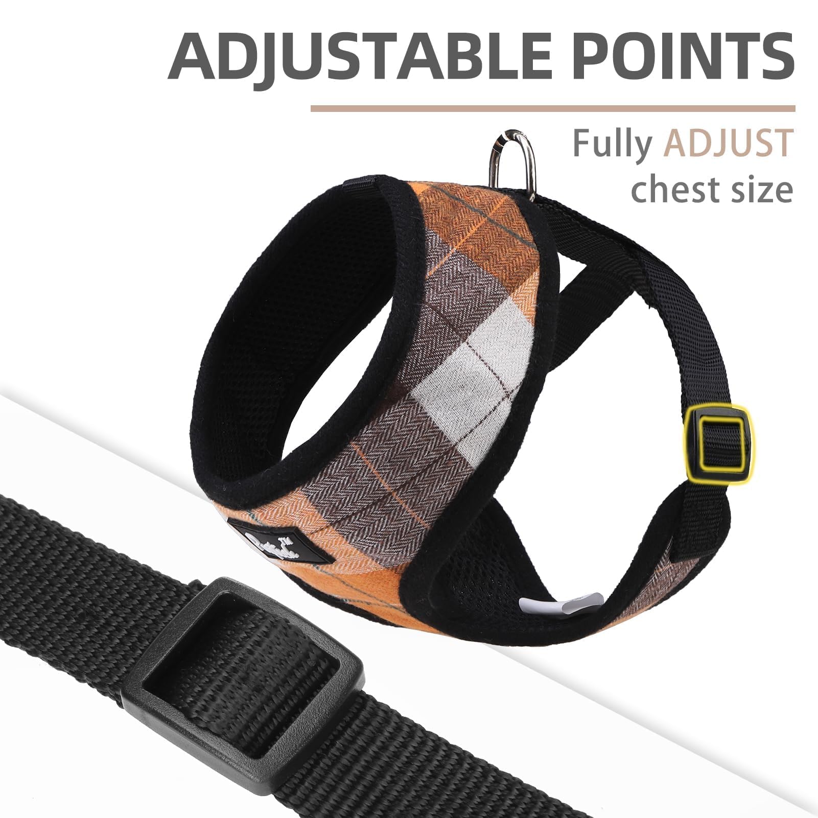 Pupteck Soft Mesh Dog Harness And Leash Set Pet Puppy Cat Comfort Padded Vest No Pull Harnesses, Orange, Xs