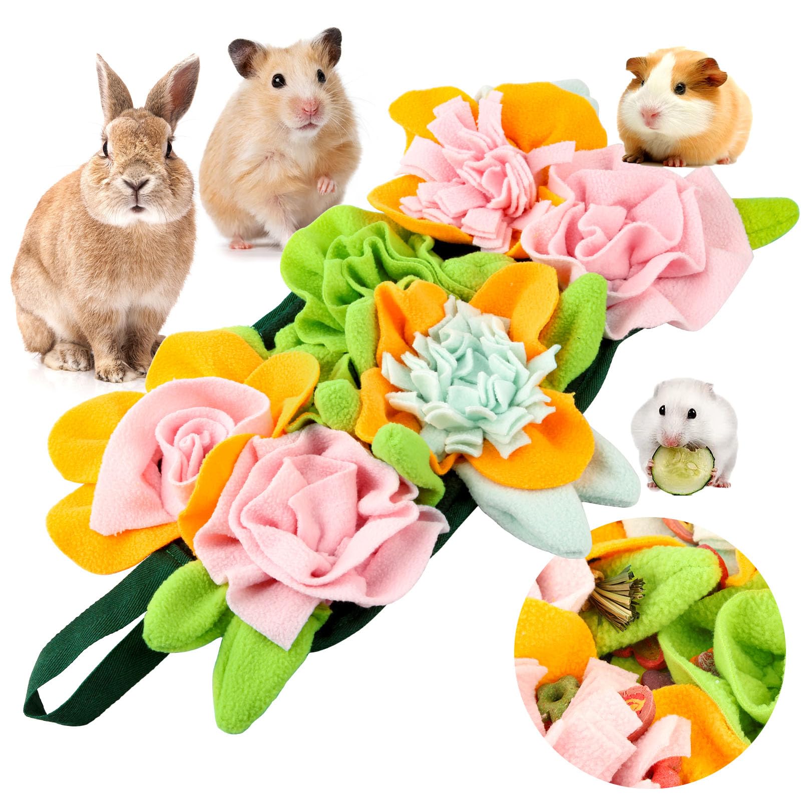 Rabbit Foraging Mat, Guinea Pig Toys19.69 X 10.63Small Animal Foraging Mat,Enrichment Toy Promotes Natural Foraging Behavior and