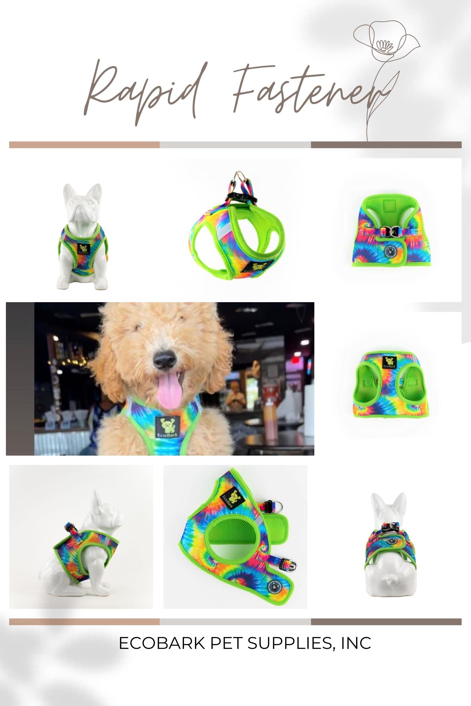 EcoBark Step in Dog Harness - Soft Mesh Dog Vest Harnesses - Reflective Adjustable No Pull and No Choke Halter - Comfort Padded