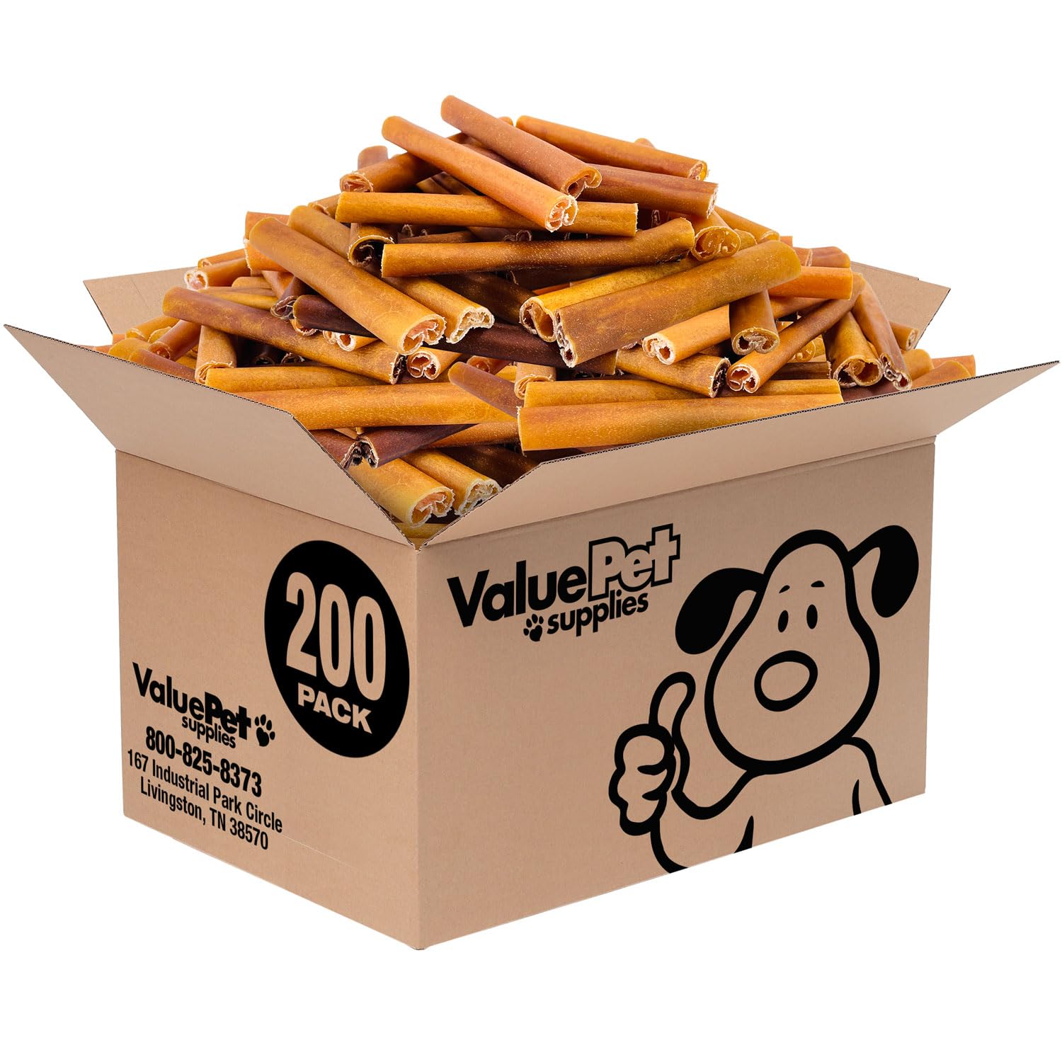 ValueBull Buffalo Collagen Sticks for Dogs, 6 Inch Thick Chews, Natural Long-Lasting Dog Treats, 200 Count Bulk Pack - Supports 