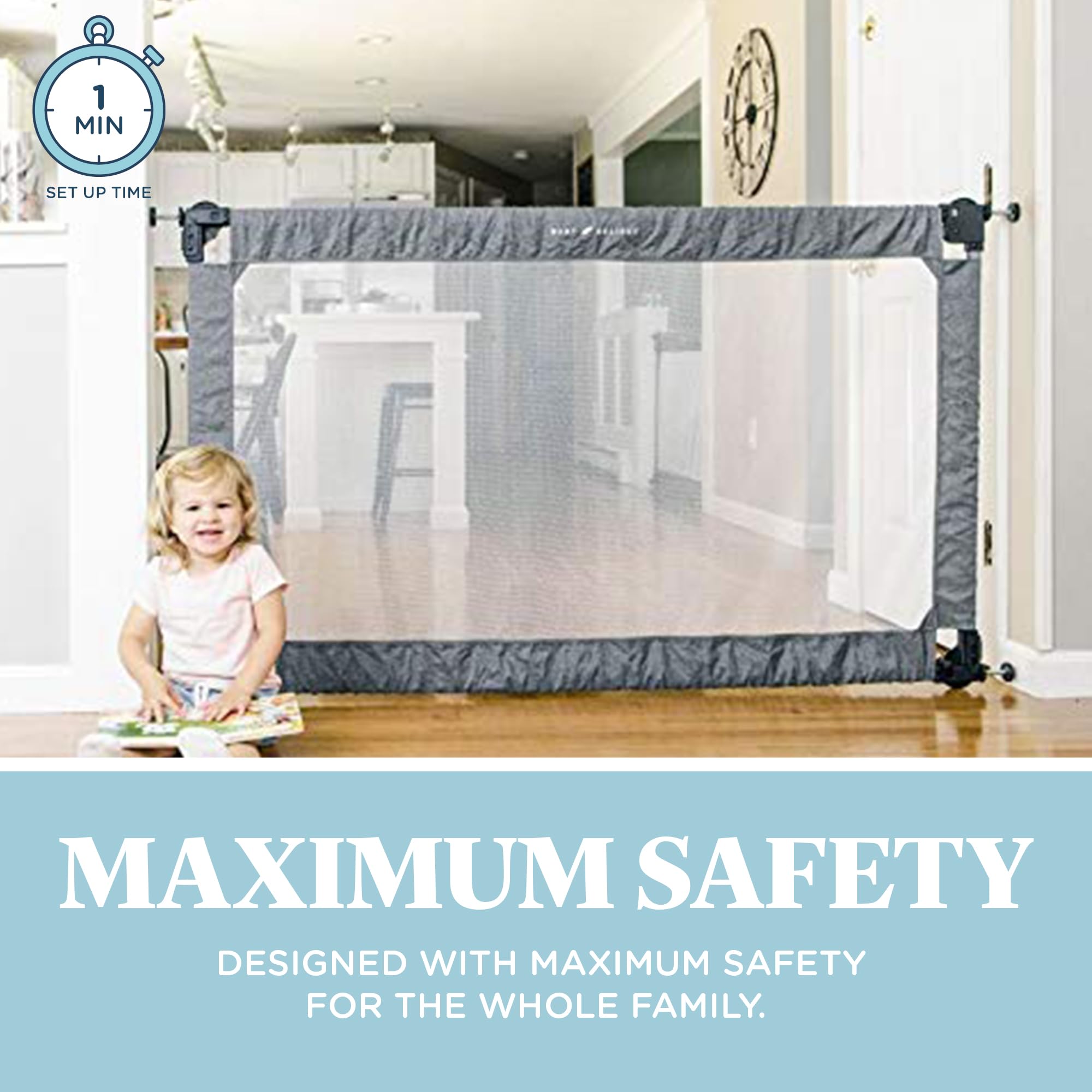 Baby Delight Go with Me Portable Mesh Baby Gate | Span 36-60'' Expandable Folding Gate | Pressure Mounted | Charcoal Tweed