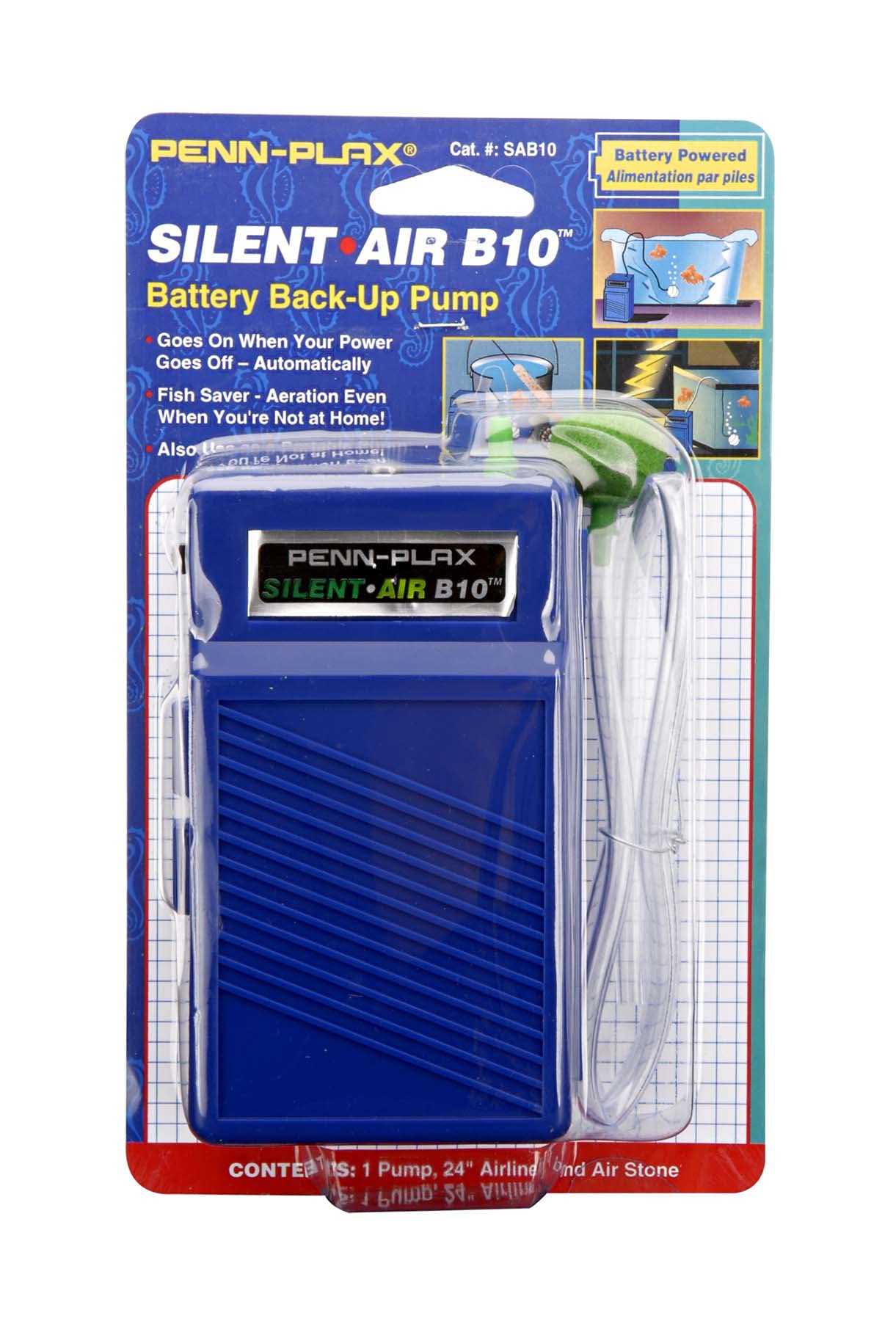 Penn-Plax Silent Air B10 Battery Operated Aquarium And Fishing Air Pump Manual On Off Switch Aerates Up To 29 Gallons