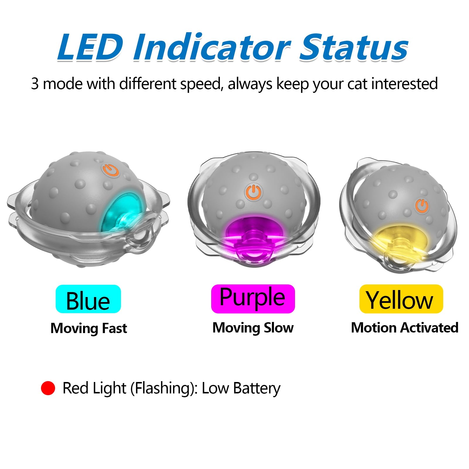 Sofolor Motion Activate Interactive Cat Toys - Automatic Moving Ball Toys For Indoor Cats, Self Rotating Ball With Lights, Electric Cat Mice Toys, Usb Rechargeable