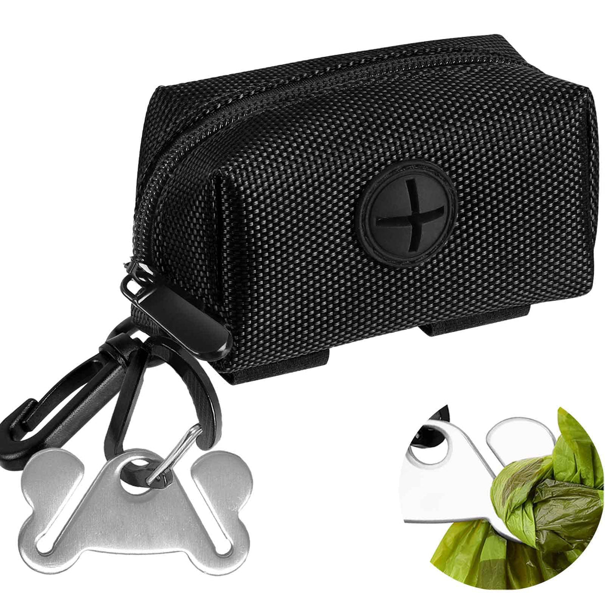 Dog Poop Bag Holder for Leash Attachment - Waste Bag Dispenser for Leash - Fits Any Dog Leash - Portable Set with 1 Hand Free Ho