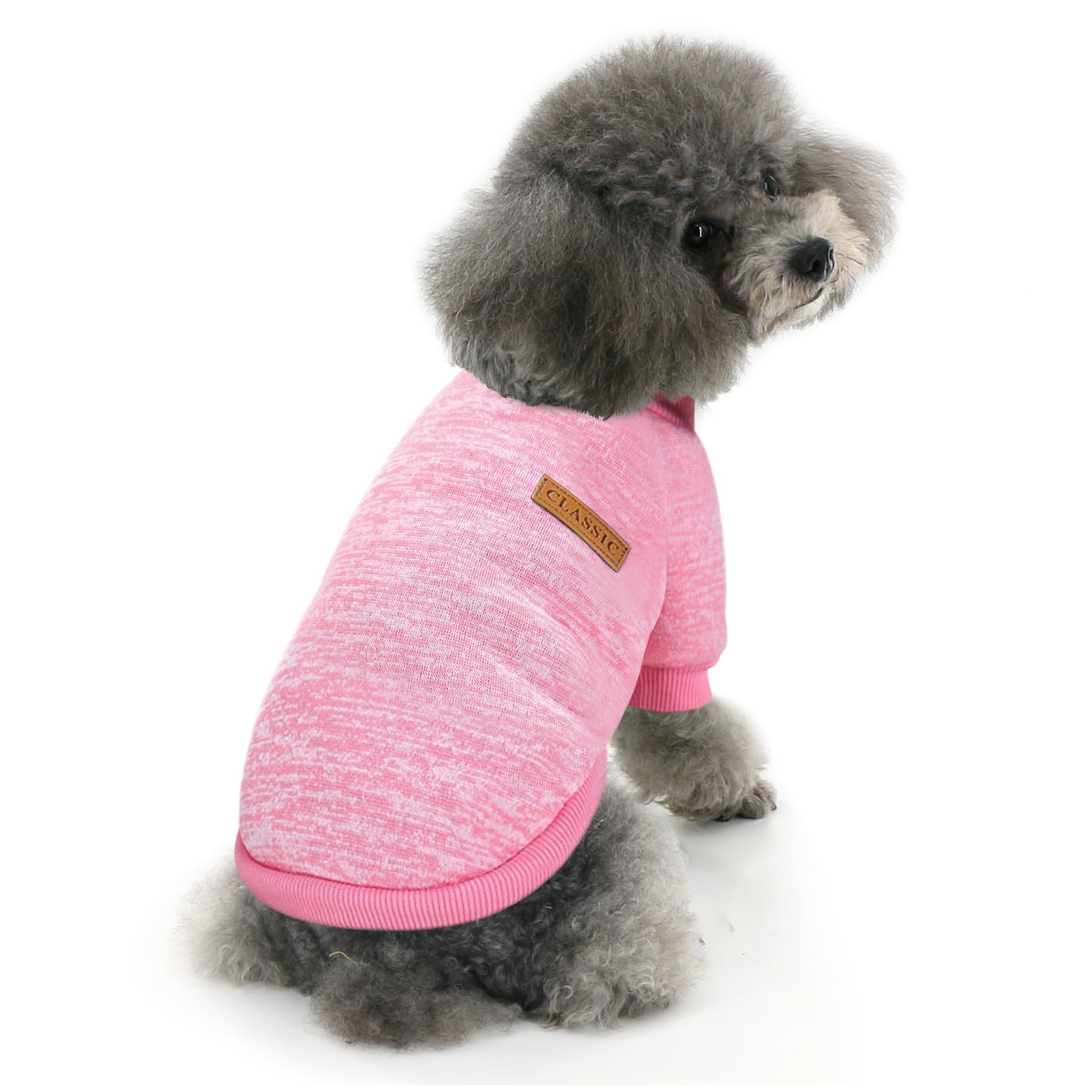 Idepet Pet Dog Classic Sweater, Soft Fleece Coat For Small,Medium Dog,Warm Pet Dogs Cat Cloth,Soft Puppy Customes 2 Color (Xs, P