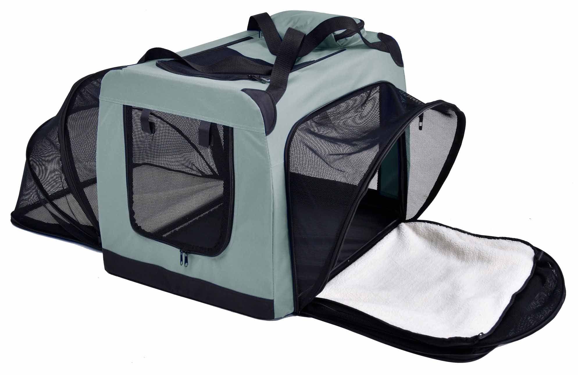 Pet Life Hounda Accordion Metal Framed Soft-Folding Collapsible Dual-Sided Expandable Pet Dog Crate(D0102H70HV7.)