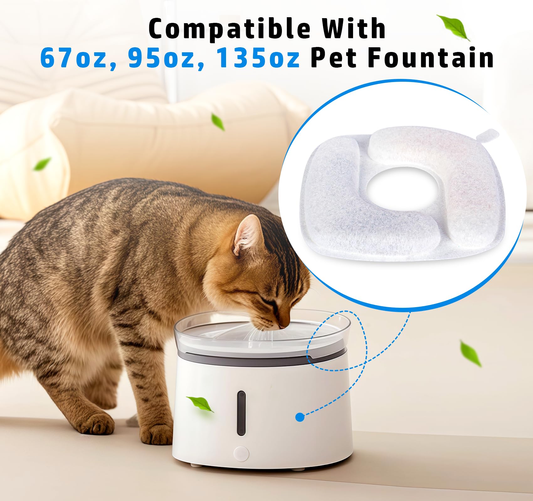 Lemonfiltermonfilter Cat Water Fountain Filters, 8 Pack Replacement Filters & 8 Pre-Filter Sponges Compatible With 67Oz, 95Oz (2