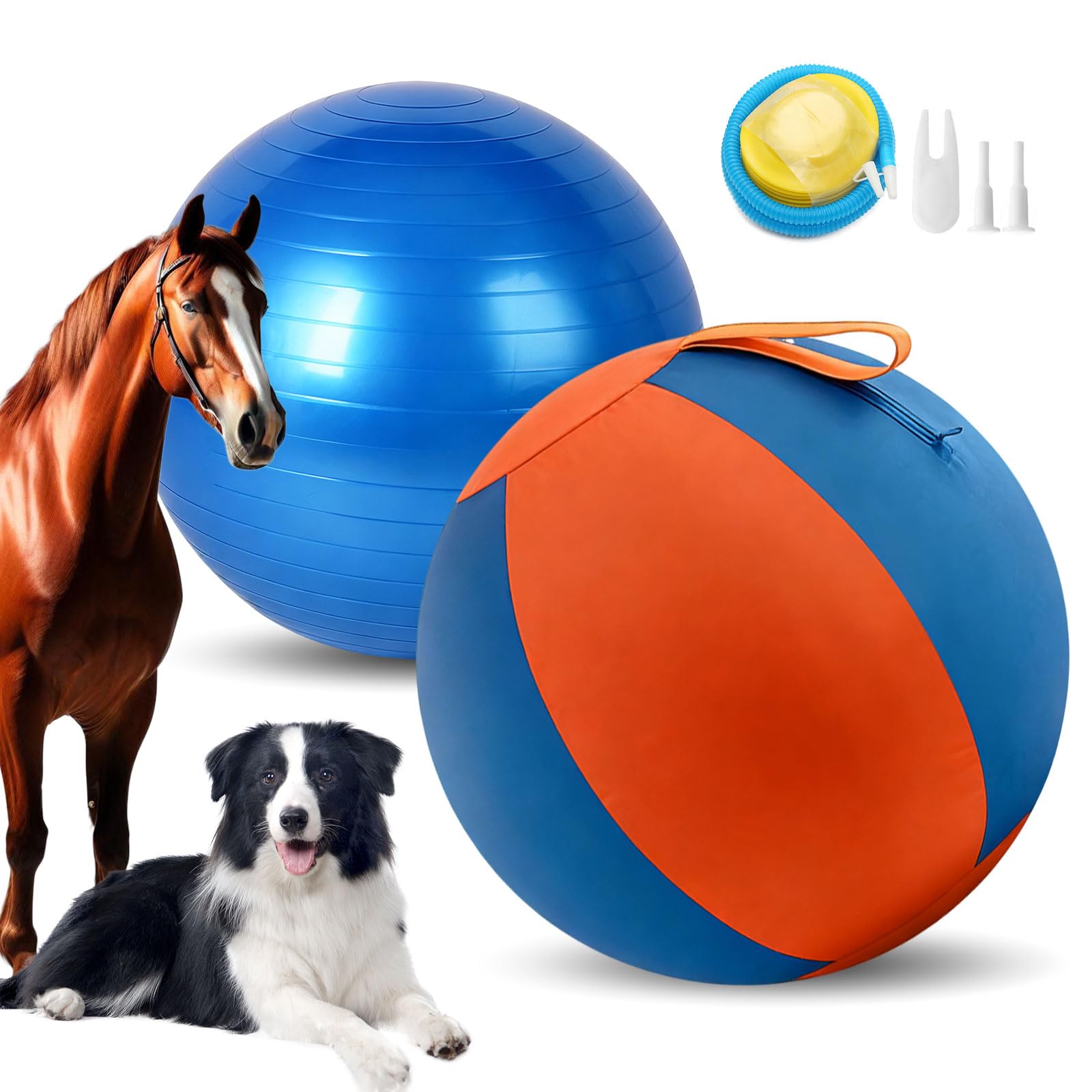 Velupet Zoom 18 Herding Ball for Dogs,Blue and Orange Jolly Ball for Dogs,for Australian Shepherd,for German Border Collies,Dura