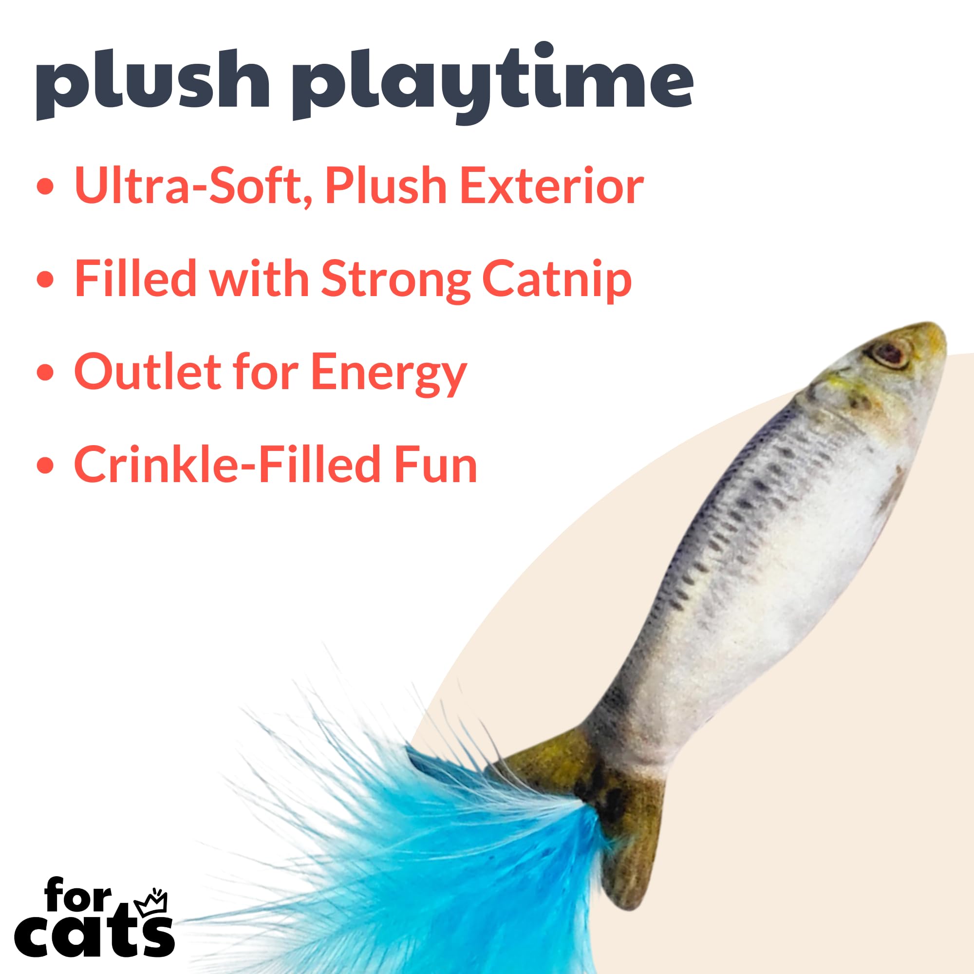 Huxley & Ket Plush Cat Toy | Sardine | Strong Catnip Filled Cat Toy | Plush Interactive Kitten And Cat Toy With Catnip And Crink