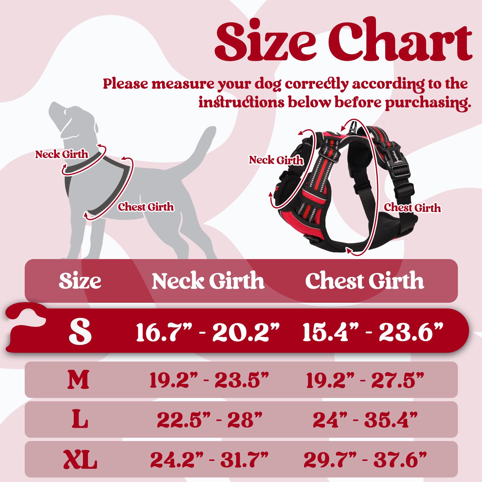 Rabbitgoo Dog Harness Small Sized, No Pull Pet Harness With 3 Buckles, Adjustable Soft Padded Pooch Vest With Instant Control Handle, Easy Walking Reflective Pet Vest For Small Dogs, Red, S