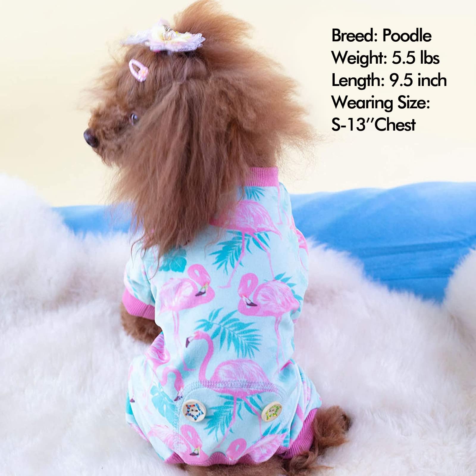 Kyeese Dog Pajamas Flamingo Cat Clothes Velvet Dog Body Suits After Surgery Dog Clothes Dog Surgery Recovery Suit Dog Coat Dog O