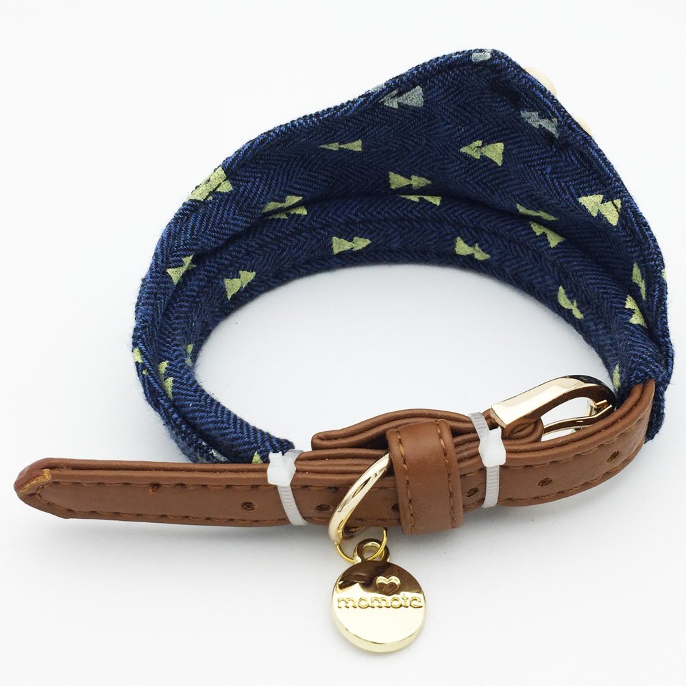 Petfavorites Small Dog Costume Collar - Plaid Bowtie Kitten Bandana Collar For Halloween - Teacup Yorkie Chihuahua Clothes Outfits Accessories, Adjustable (Navy Note Scarf, 8.7 To 11-Inch)