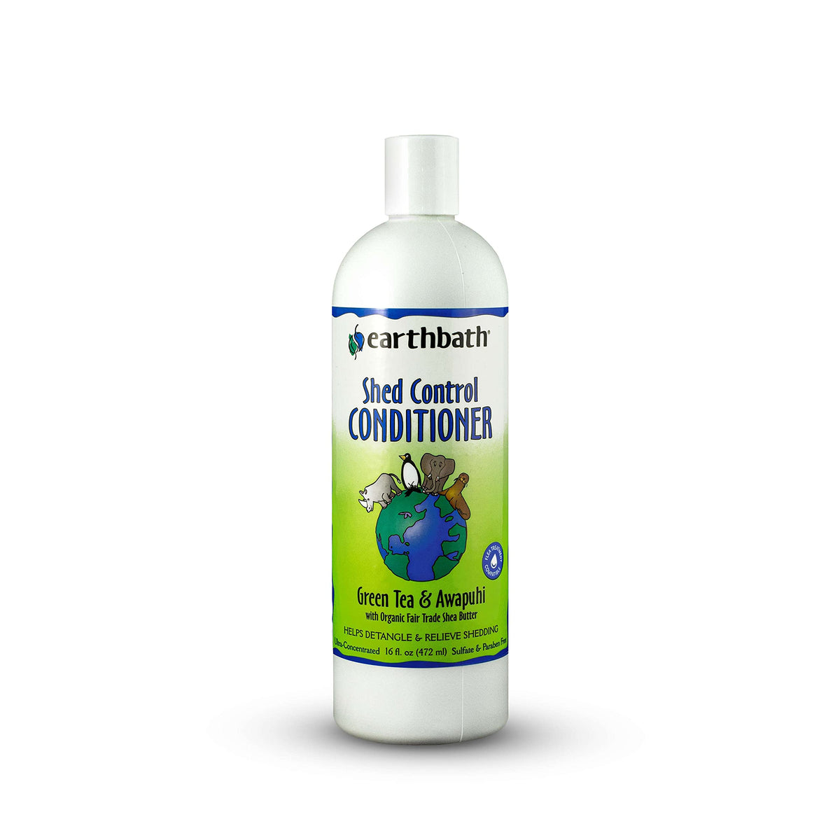 Earthbath Green Tea & Awapuhi Pet Shed Control Conditioner - Helps Relieve Shedding & Dander, Aloe Vera, Shea Butter, Good For Dogs & Cats, Nourish & Detoxify Skin And Coat - 16 Fl. Oz