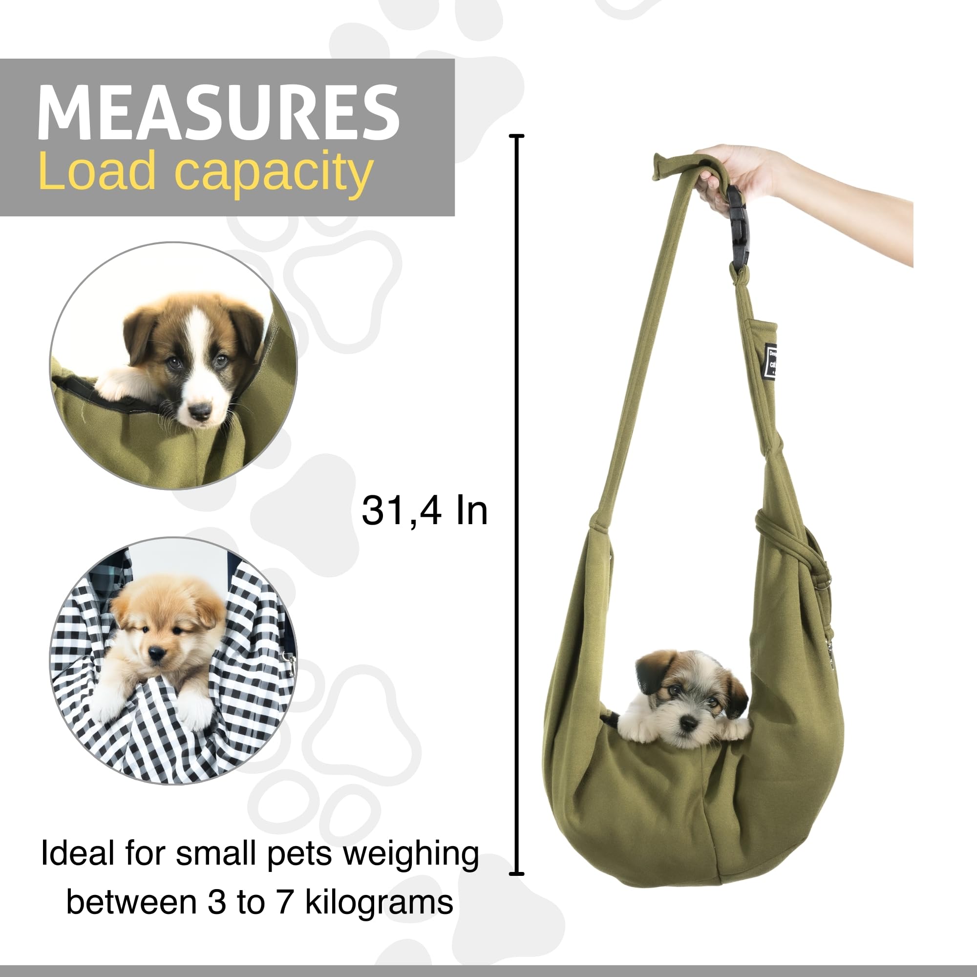 Dog Sling Carrier For Small Dogs & Cats - Reversible & Soft Pet Carrier, Adjustable Strap, Hands-Free Puppy Carrier For Dogs 0-1