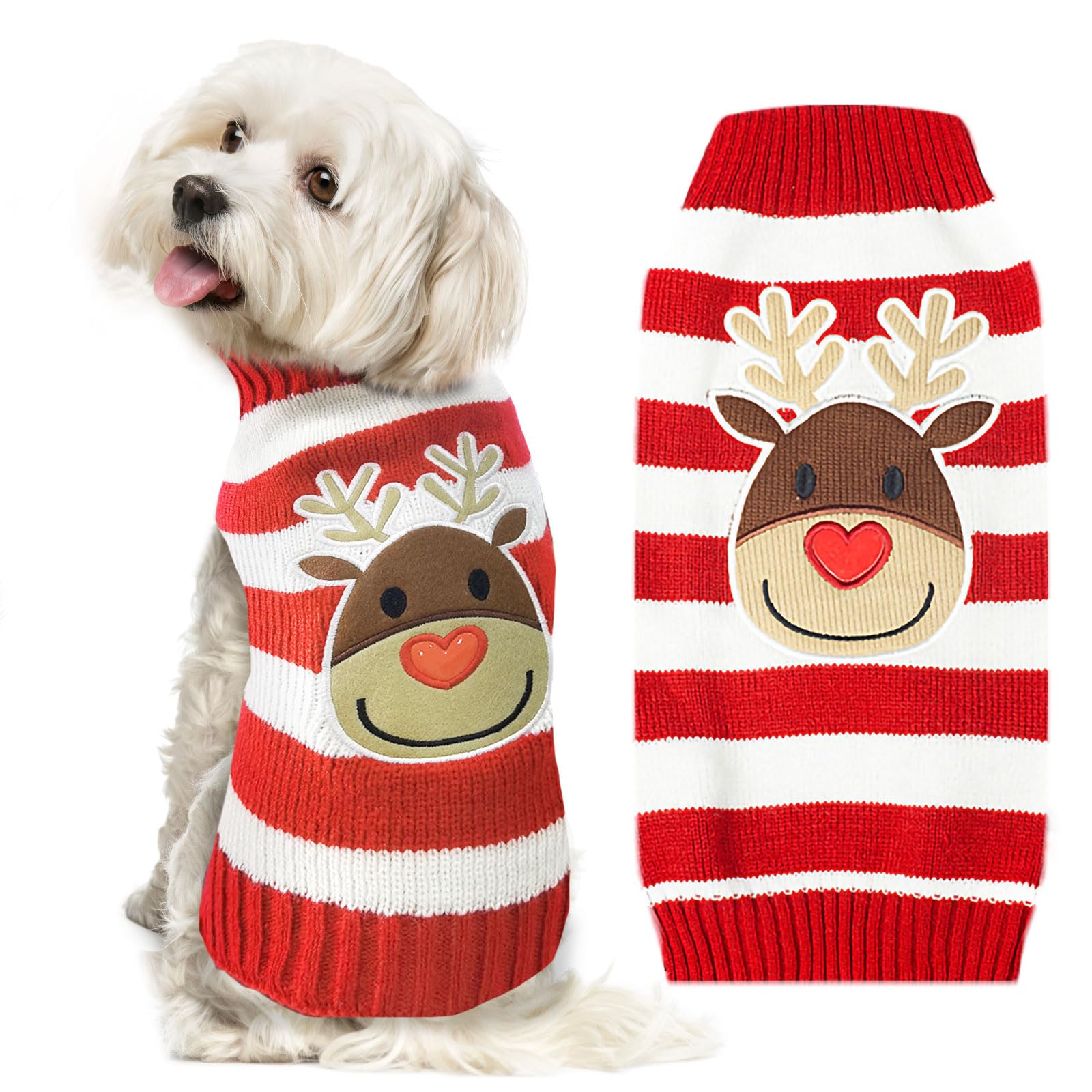 Doggyzstyle Dog Christmas Sweater Cute Striped Reindeer Xmas Pet Clothes Holiday Puppy Cat Costume New Year Gifts For Small Medi