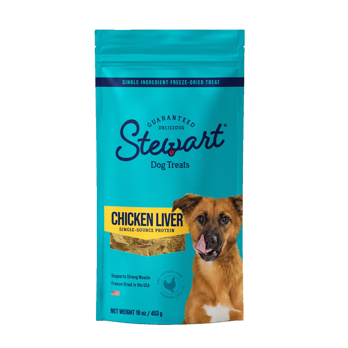 Stewart Single Ingredient Freeze Dried Dog Treats, Chicken Liver, 16 Ounce Value Size Resealable Pouch, Training Treats Or Meal Topper For All Size Dogs, High Protein, Grain-Free, Gluten-Free