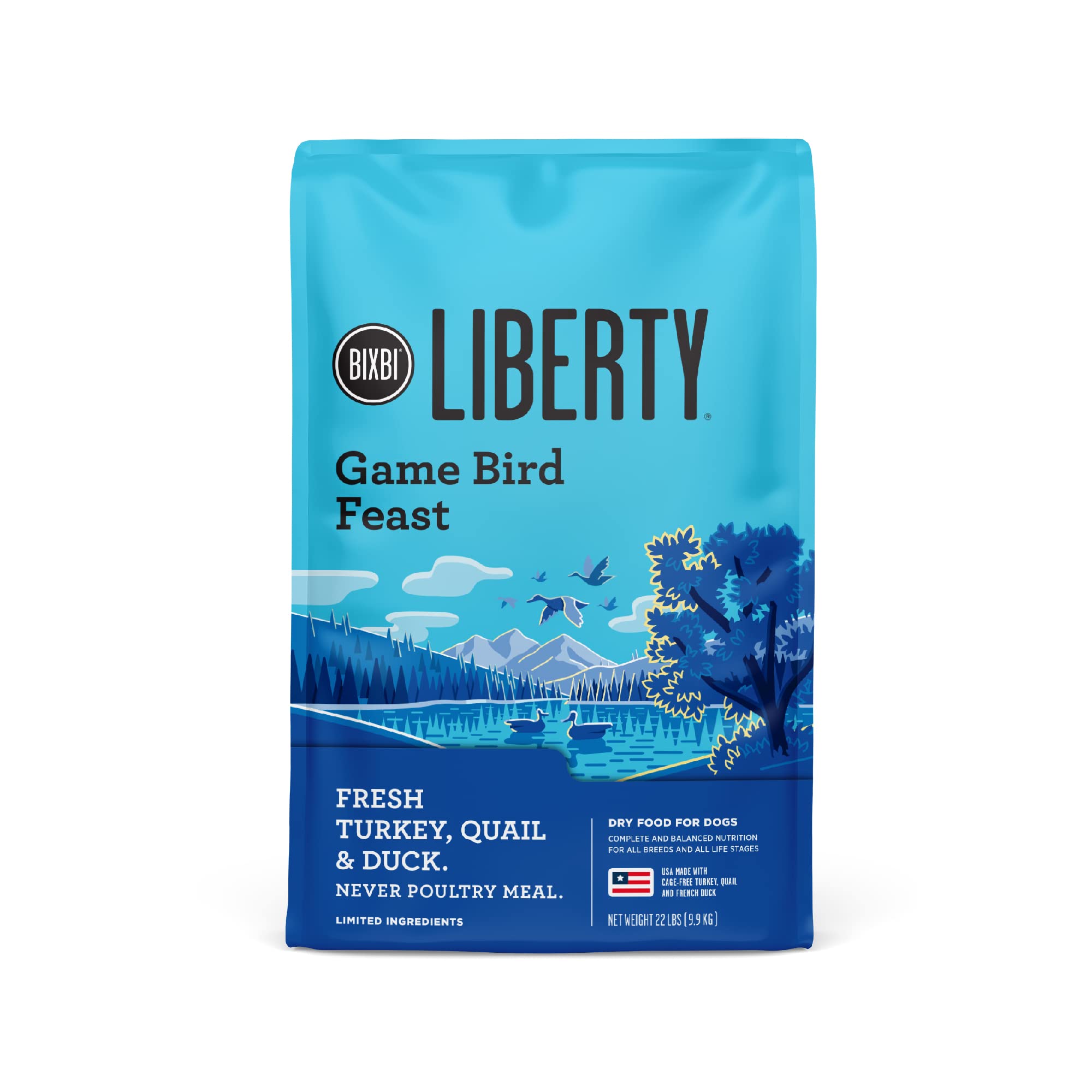 BIXBI Liberty Grain Friendly Dry Dog Food, Game Bird Feast Recipe, 22 lbs - Fresh Meat, No Meat Meal, No Fillers for Easy Digest