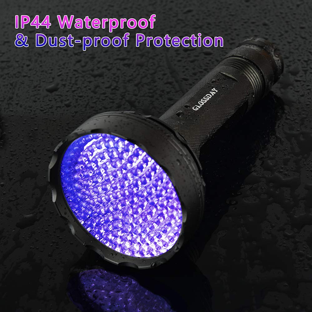 Glossday Blacklight Flashlight,128 Led Uv Flashlights, Upgraded Bright Ultraviolet Flashlight Professional Black Light For Dog/Cat, Hunting Scorpions