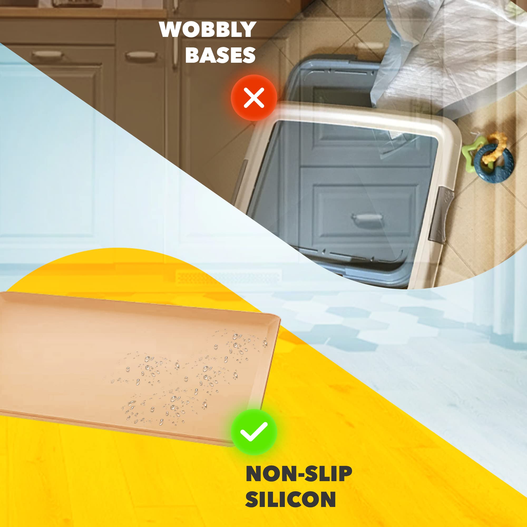 Skywin Dog Puppy Pad Holder Tray For 24X24 Inches Training Pads - Silicone Wee Wee Pad Holder, No Spill Pee Pad Holder For Dogs,