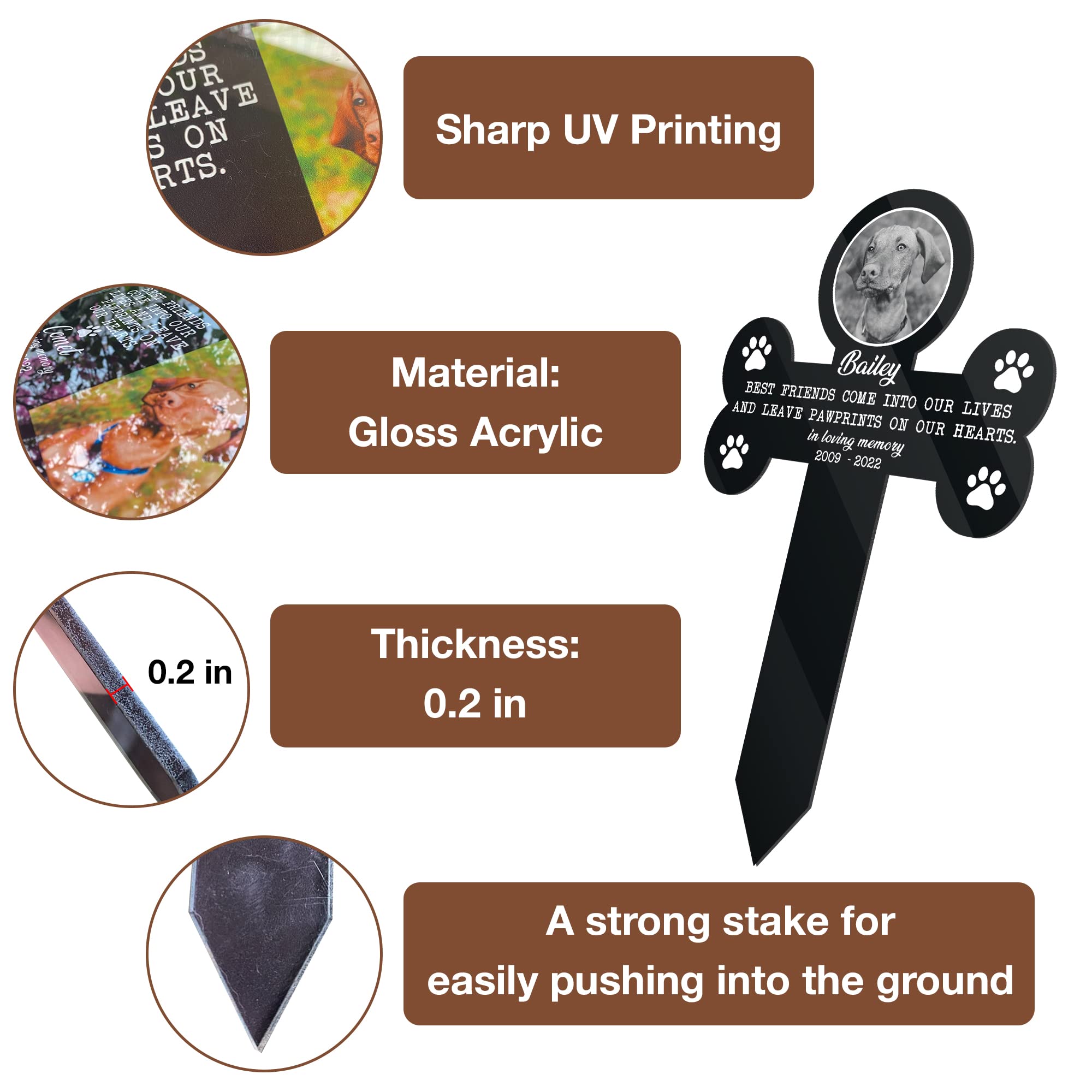 Bfigift Personalized Pet Grave Markers Memorial Pet Loss Sign Pet Plaque Garden Decor To Remember Your Dogs Custom Plaque Stake Dog Yard Stake Grave Supplies Photo In Loving Memory Animal Cats Cross