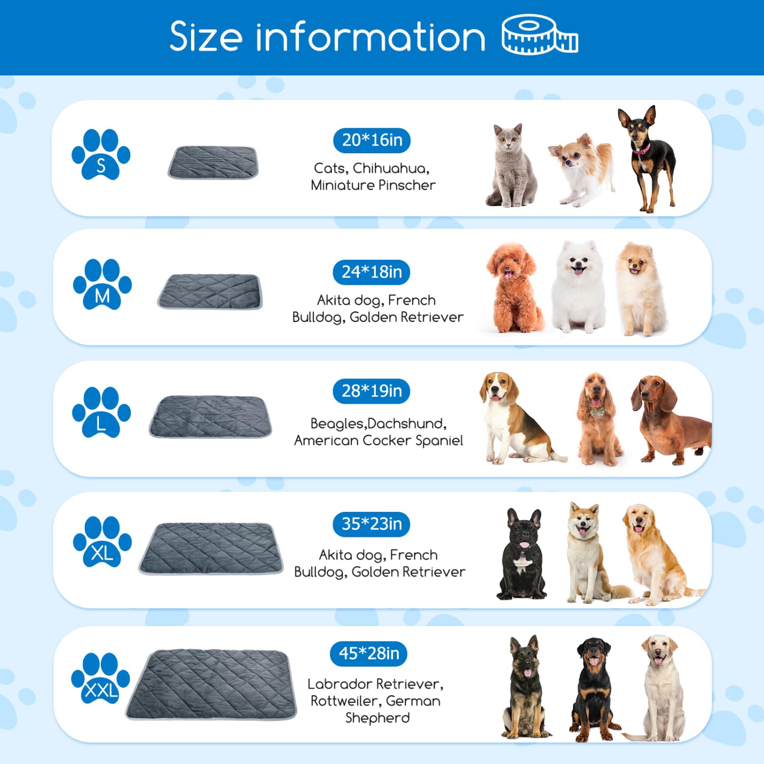 Nobleza Self Warming Pet Pad, Extra Warm Thermal Dog Crate Pad For Indoor Outdoor Pets, Washable Anti-Slip Kennel Mat For Medium Small Dogs And Cats, 28' × 19' Grey