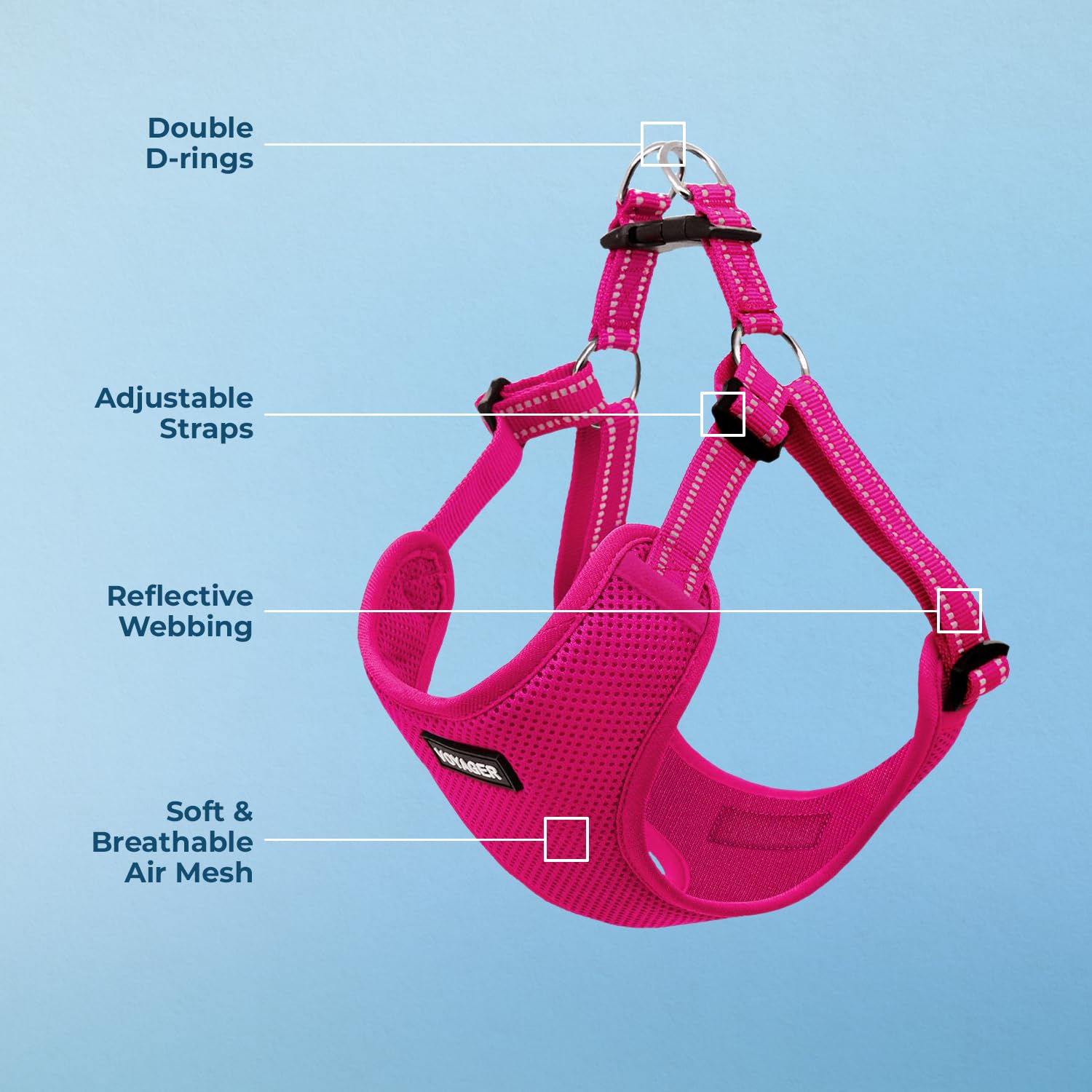 Best Pet Supplies Voyager Adjustable Dog Vest Harness Breathable No Pull Harness for Small, Medium, Large Dogs, Heavy Duty Harne