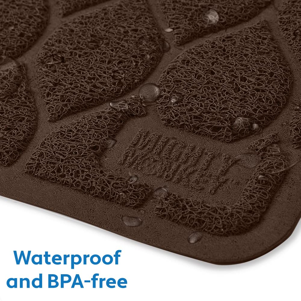 Mighty Monkey Waterproof Bpa Free Cat Litter Box Trapping Mat, Easy Clean Floors, Textured Baking, Soft On Sensitive Kitty Paws, Cats Accessories, Less Waste, Stays In Place, 35X23, Chocolate