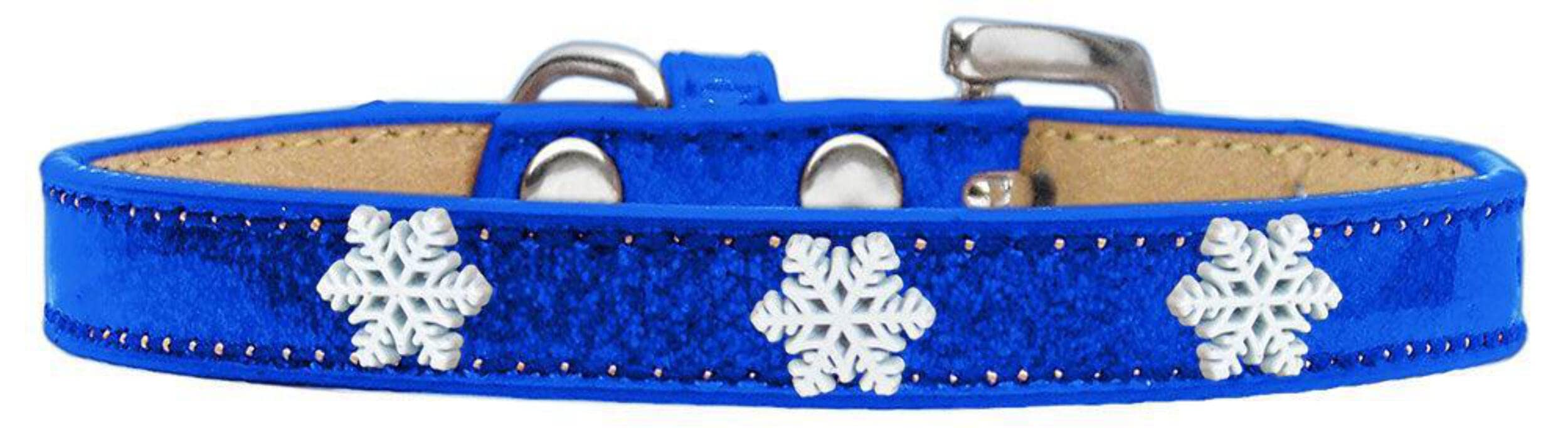 Dog, Puppy & Pet Widget Ice Cream Collar, &quot;Snowflakes&quot; Blue 14