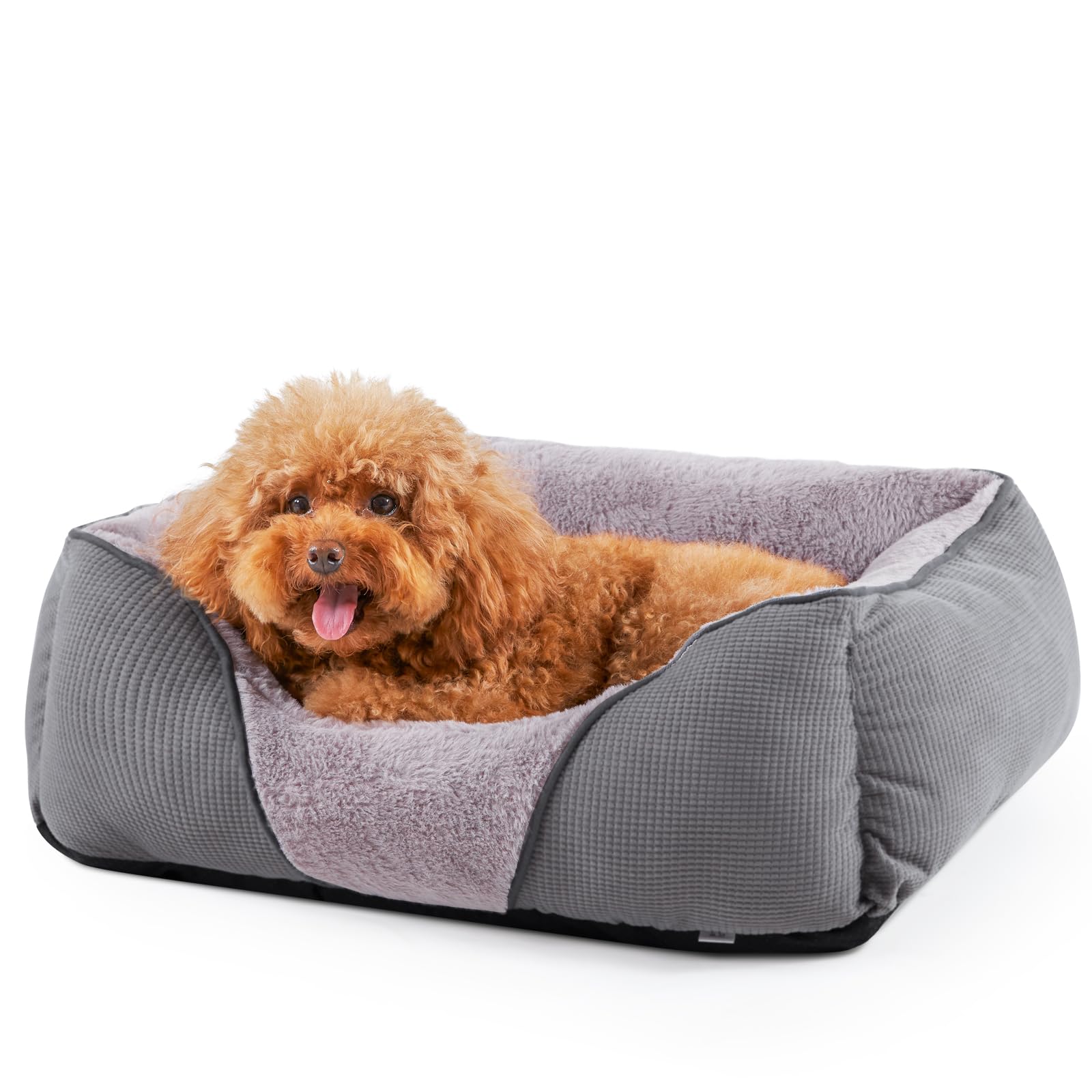 Mixjoy Calming Dog & Cat Beds - Soft Rectangle & Orthopedic Designs, Anti-Slip | Small / Medium Dogs & Indoor Cats (25X21In, Gre