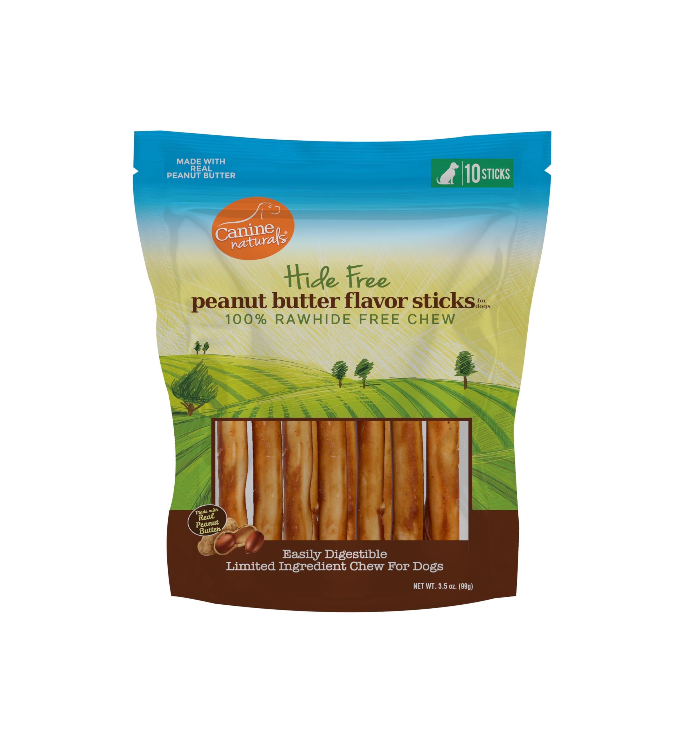 Canine Naturals Peanut Butter Chew - Rawhide Free and Dog Treats - Made from Real Peanut Butter - All-Natural and Easily Digesti