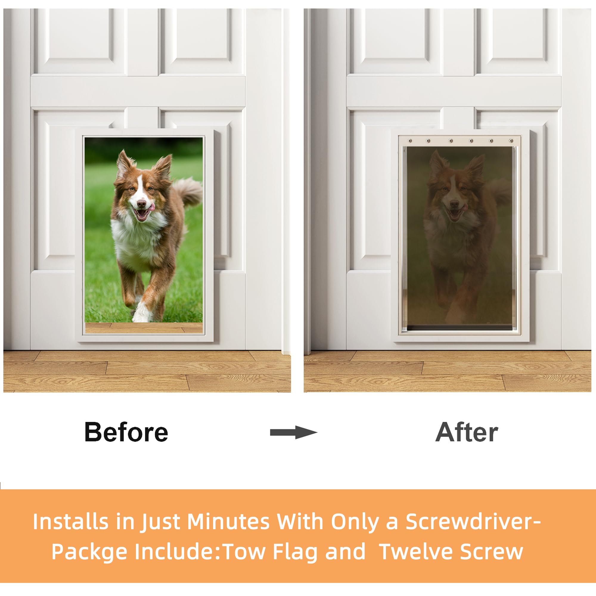 2 Pack Extra Large Dog Door Replacement Flaps With Screws, Compatible With Petsafe Freedom Doggie Doors Pac 11-11040, Dog Door F