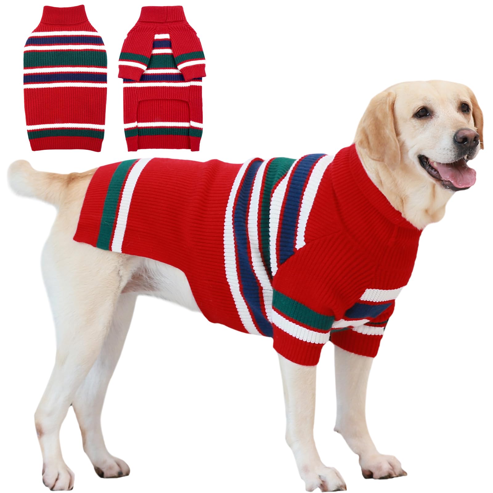 Iecoii Extra Large Dog Christmas Sweater - Warm Turtleneck For Big Dogs, Golden Retrievers, Labradors In Pink - Stretchy, 3Xl