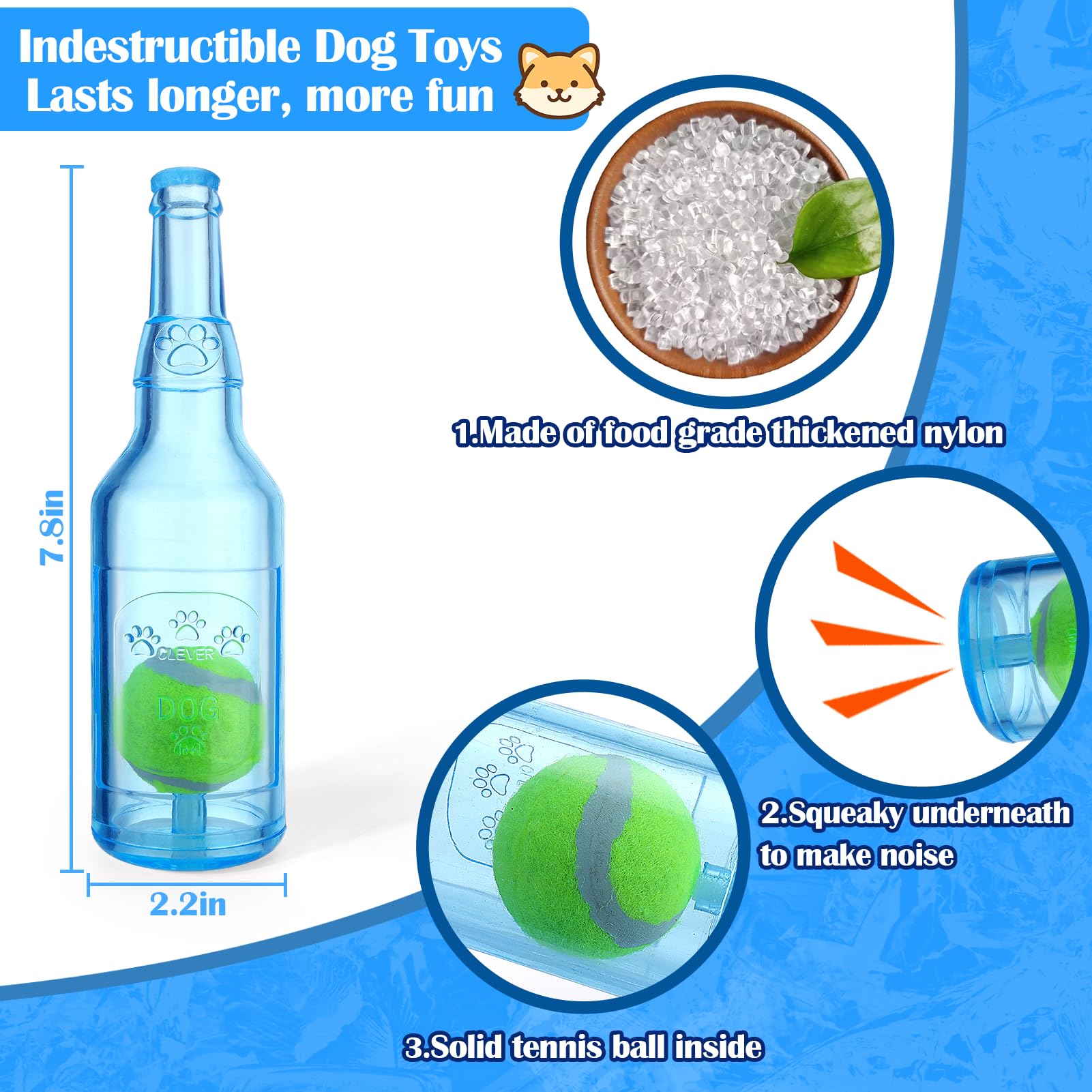 Mity Rain Water Bottle Dog Toy - Dog Toys For Aggressive Chewers Cute Squeaky Dog Toys For Large/Medium/Small Dogs Interactive D