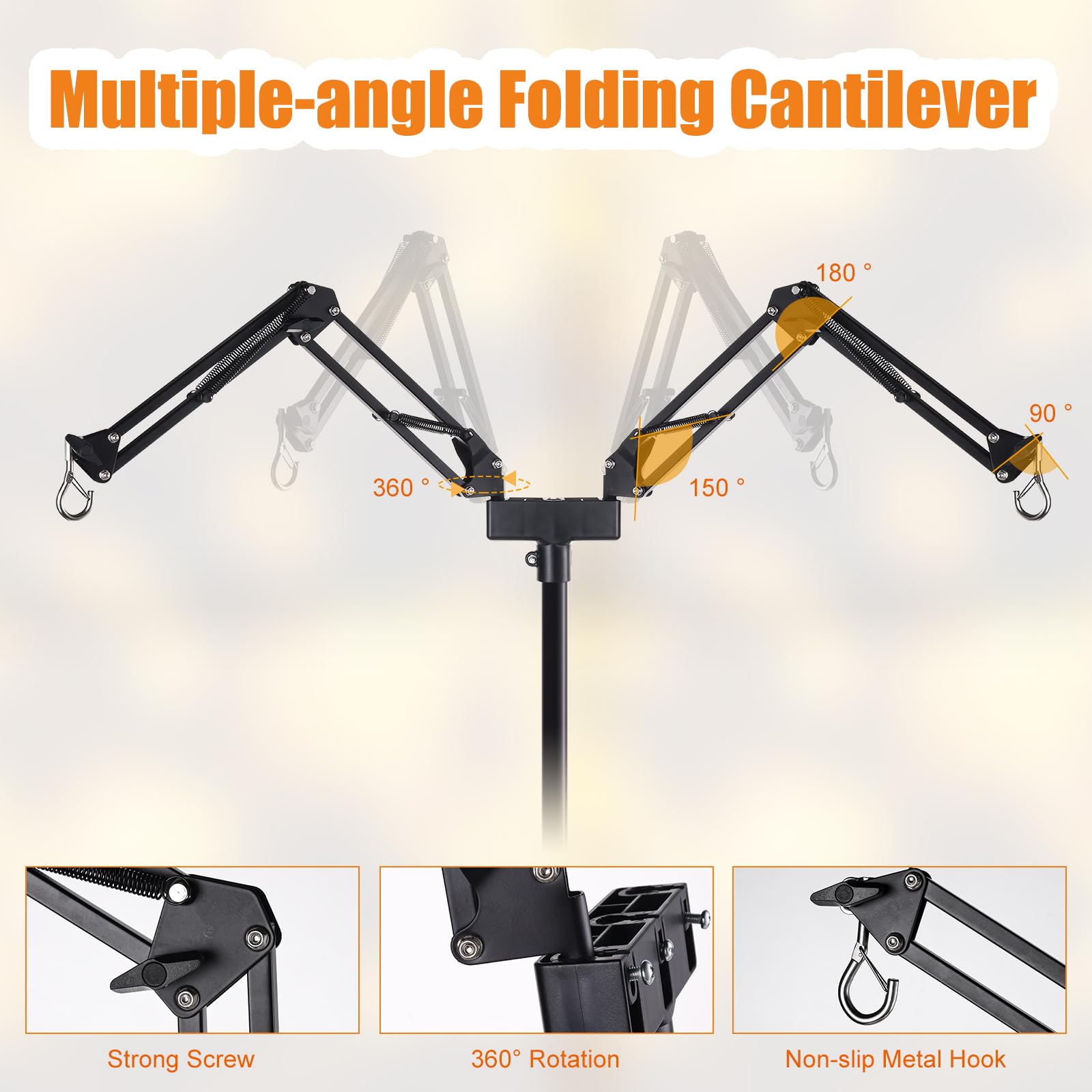 DXOPHIEX Dual Reptile Lamp Stand Reptile Light Stand with Two Flexible Brackets,Height Adjustable (15.7inch to 74.3inch) Reptile